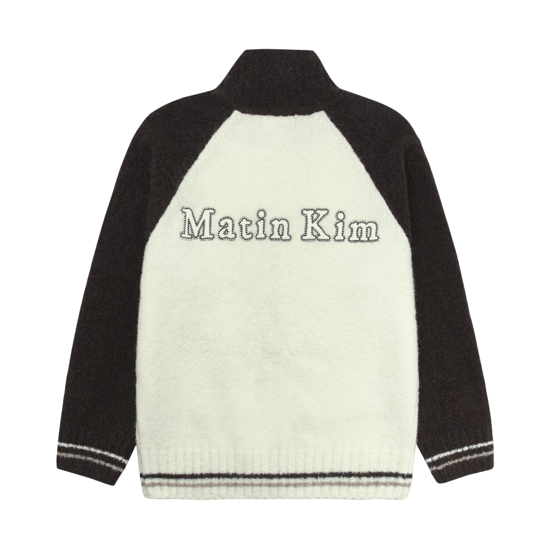 (W) 마뗑킴 하이 넥 래글런 니트 집업 다크 브라운((W) Matin Kim High Neck Raglan Knit Zip Up Dark Brown) - 2