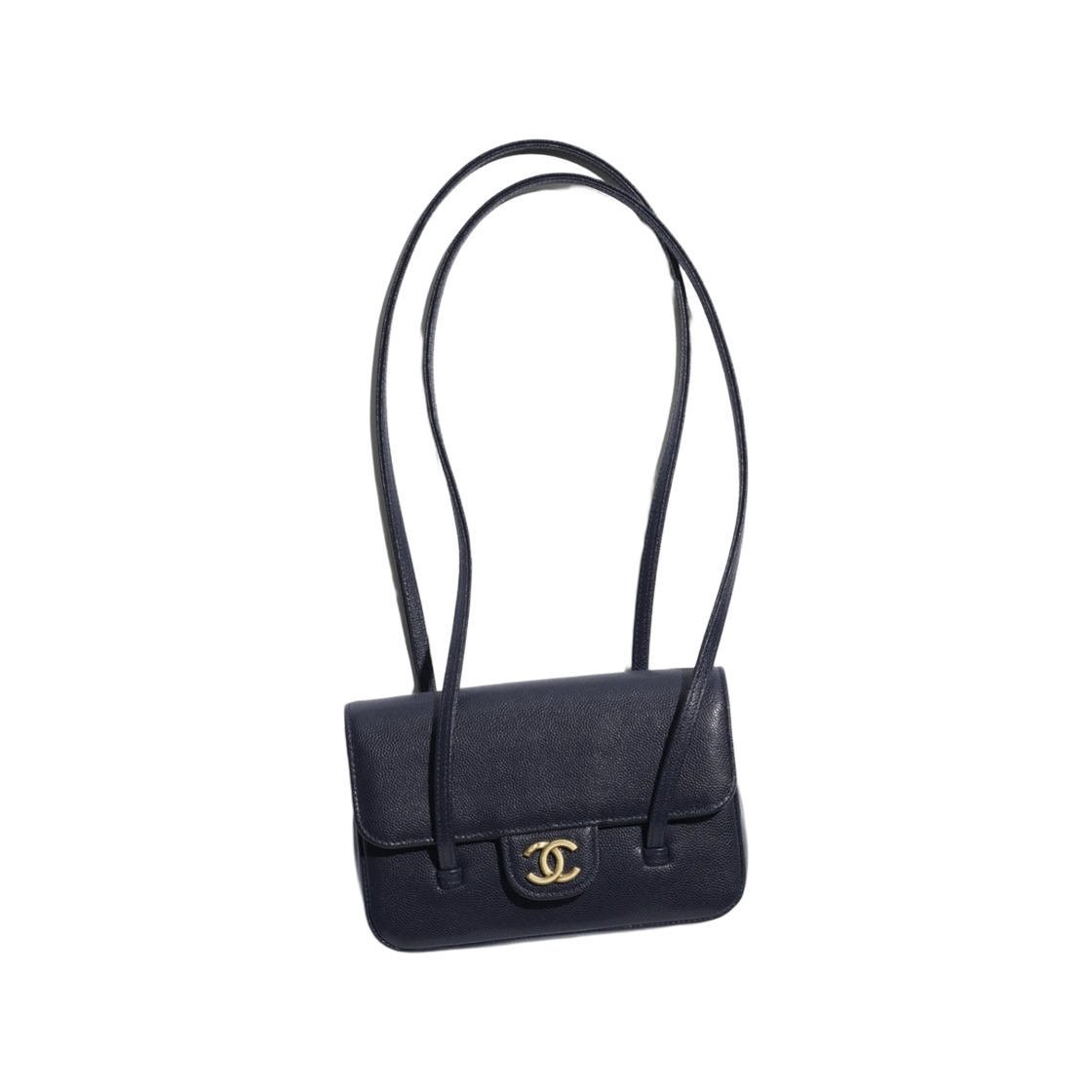 샤넬 레더 스트랩 클러치 그레인드 샤이니 카프스킨 & 골드 메탈 다크 블루(Chanel Clutch with Leather Strap Grained Shiny Calfskin & Gold Dark Blue) - 1