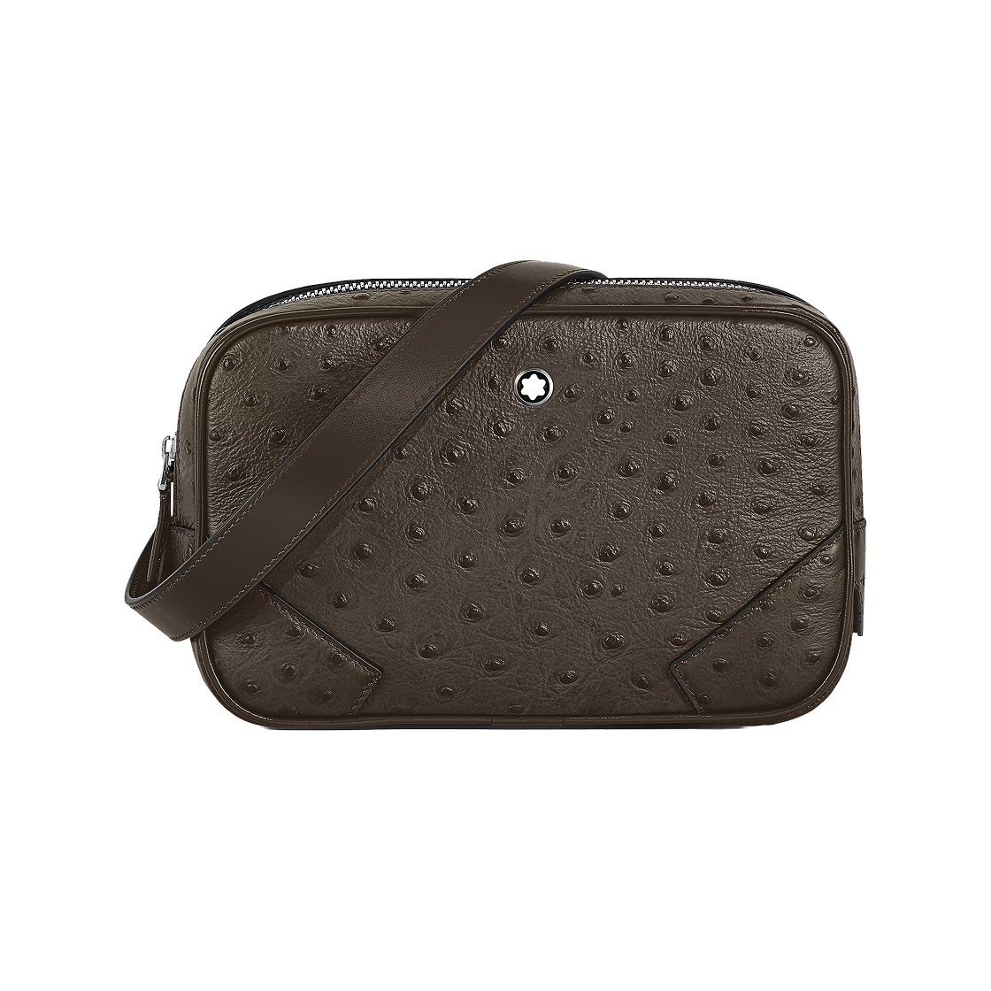 220469 Montblanc Printed Ostrich Mini Crossbody Khaki