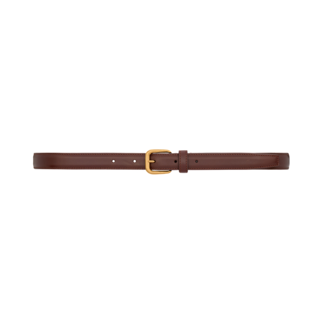(W) 생로랑 렉탱귤러 버클 씬 벨트 에이지드 레더 다크 웨트 클레이((W) Saint Laurent Rectangular Buckle Thin Belt in Aged Leather Dark Wet Clay) - 1