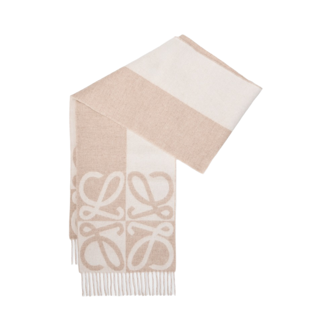(W) 로에베 울 캐시미어 머플러 베이지 에크루((W) Loewe Muffler in Wool and Cashmere Beige Ecru)