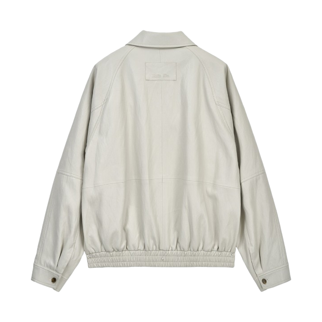 마뗑킴 스몰 로고 포우 레더 집업 점퍼 라이트 그레이(Matin Kim Small Logo Faux Leather Zip Up Jumper Light Grey) - 2