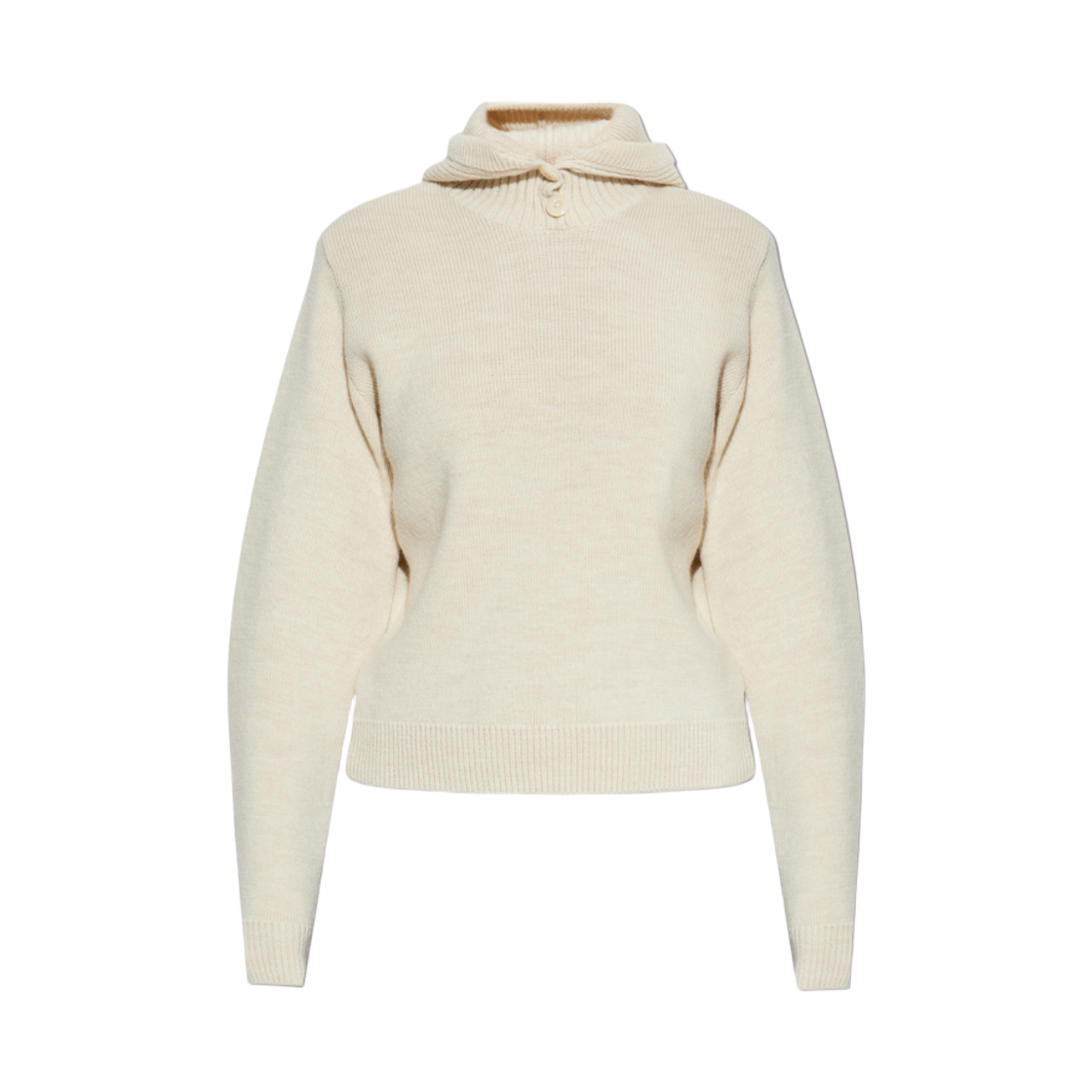 TO1410-LK1028-048 (W) Lemaire Alpaca Wool Blend Sweater with Hood Light Cream