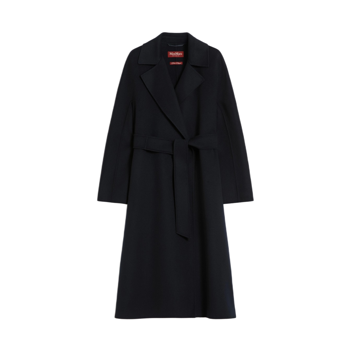 CLES-006 (W) Max Mara Studio Cles Long Wool Cashmere Silk Coat Navy