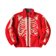 Kapital Bone Pattern Boa Fleece Reversible Blouson Red