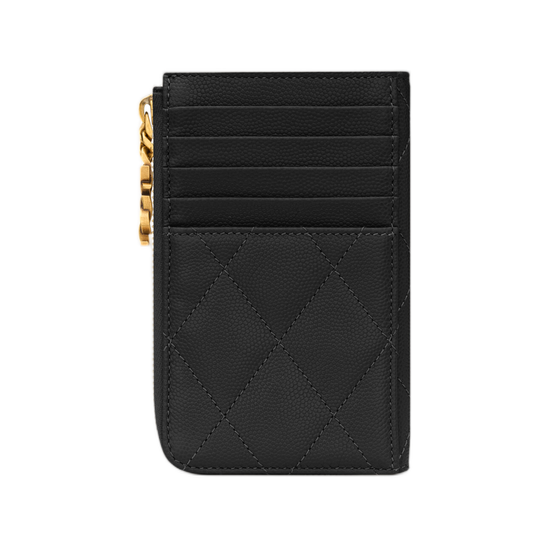 생로랑 카산드라 비쥬 집 카드 케이스 그레인 드 뿌드르 레더 블랙(Saint Laurent Cassandre Bijou Zip Card Case in Grain De Poudre Leather Black) - 2