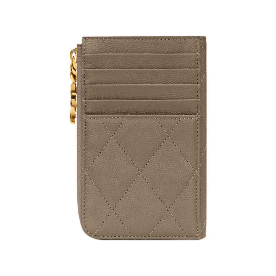 생로랑 카산드라 비쥬 집 카드 케이스 그레인 드 뿌드르 레더 라이트 토프(Saint Laurent Cassandre Bijou Zip Card Case in Grain De Poudre Leather Light Taupe) - 2
