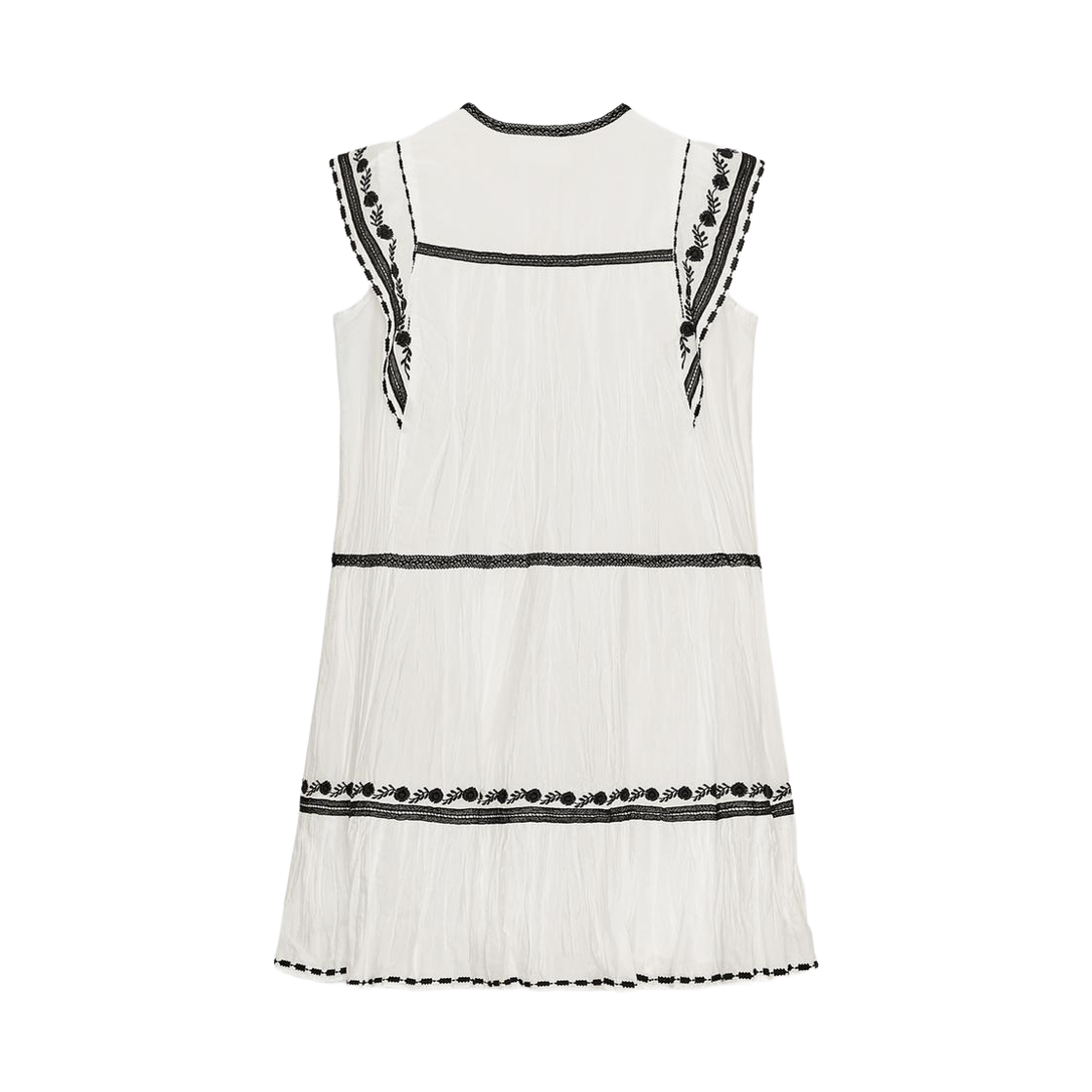 (W) 자라 ZW 컬렉션 자수 미니 드레스 크림((W) Zara ZW Collection Embroidered Mini Dress Cream) - 2