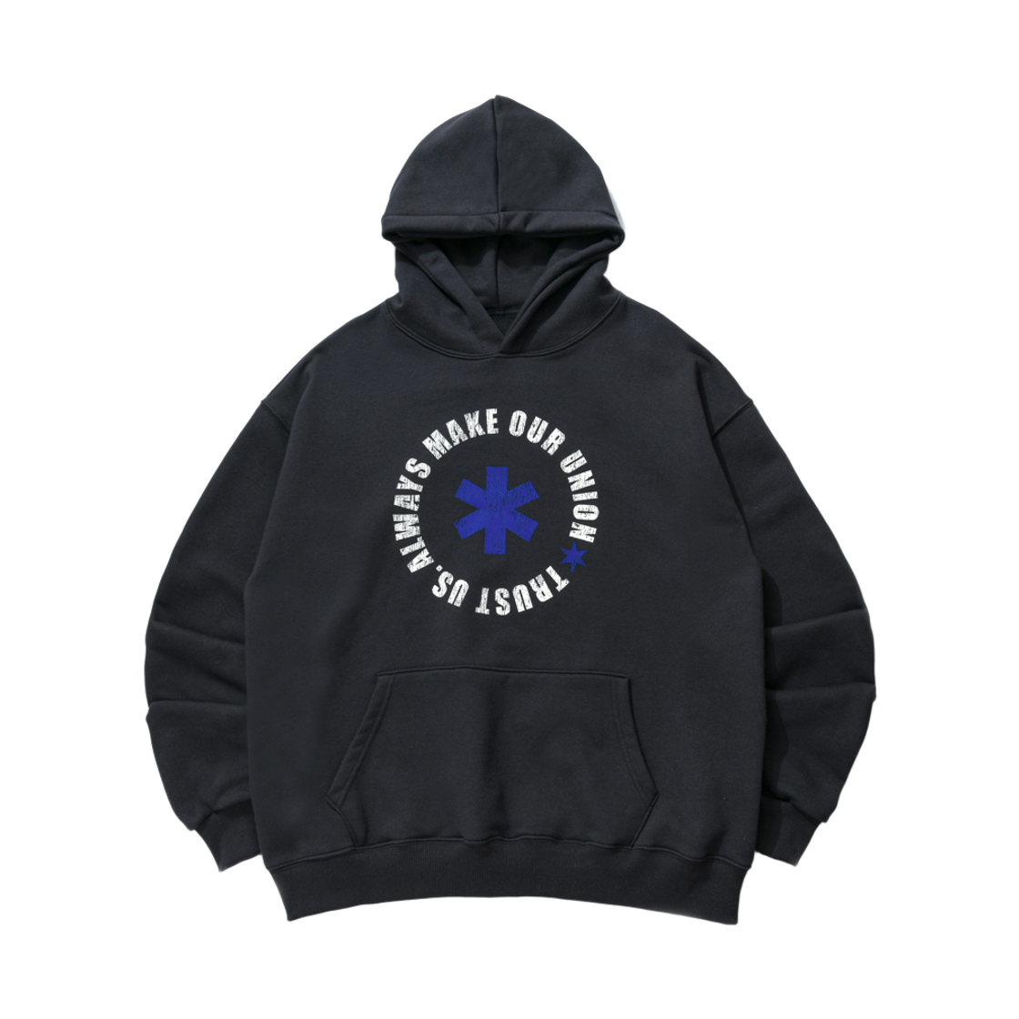 아모우 레터링 서클 세미 크롭 후디 블랙(AMOU Lettering Circle Semi Crop Hoodie Black)