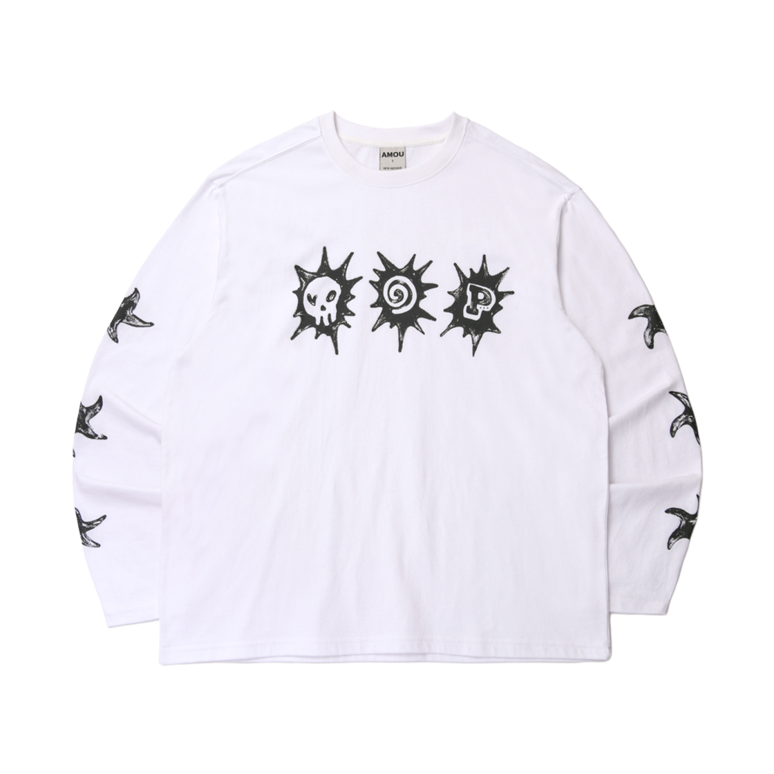 아모우 3스팟 롱슬리브 화이트(AMOU 3Spot Long Sleeve White)