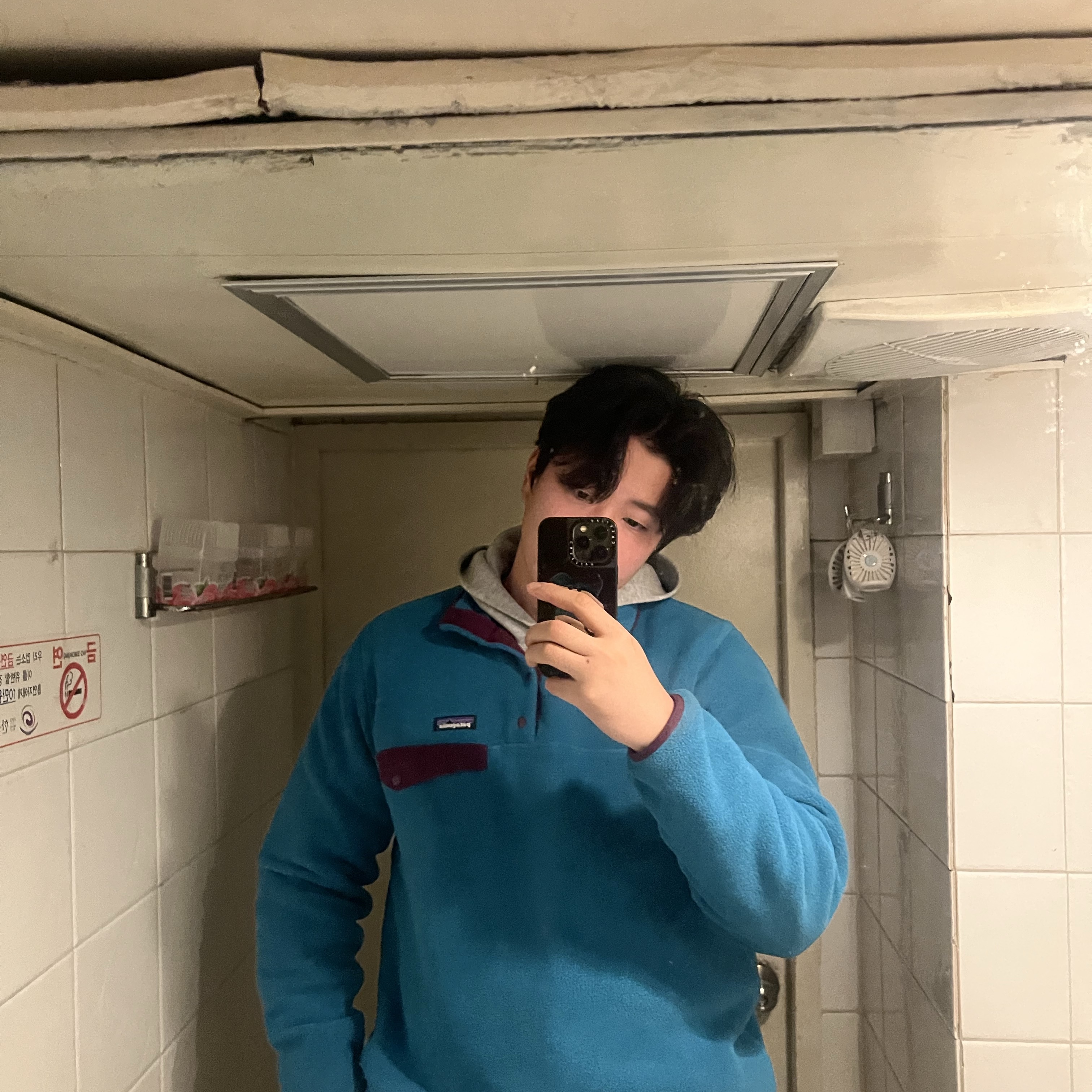 Patagonia Lightweight Synchilla Snap-T Fleece Pullover Belay Blue 착용 스타일 - 2