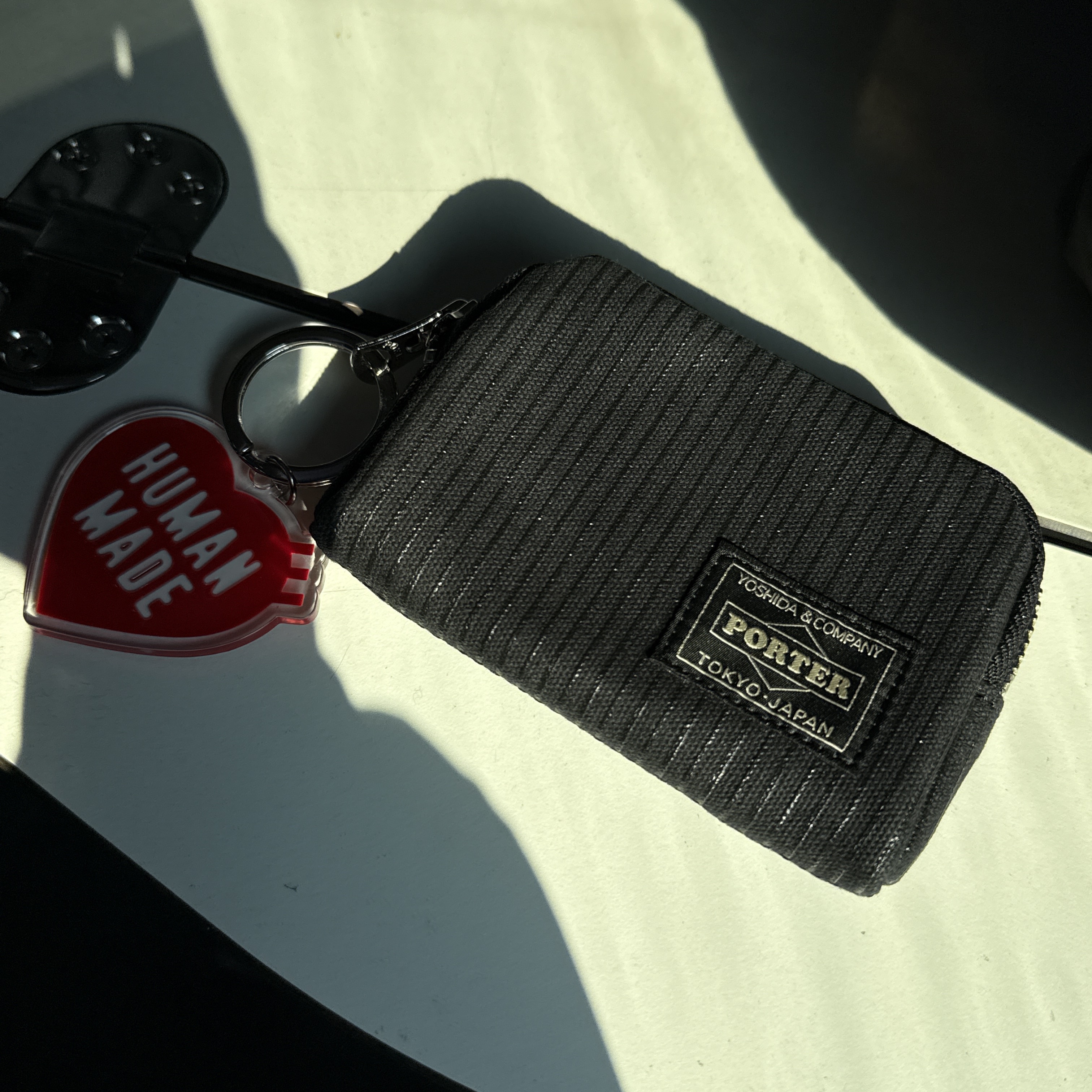 Porter Drawing Coin Key Case Black, Human Made Heart Keyring Red 착용 스타일