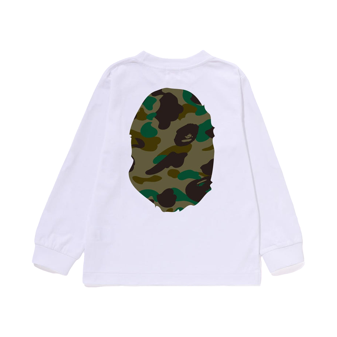 (키즈) 베이프 퍼스트 카모 빅 에이프 헤드 롱슬리브 티셔츠 화이트 그린((Kids) BAPE 1st Camo Big Ape Head Long Sleeve T-Shirt White Green) - 2