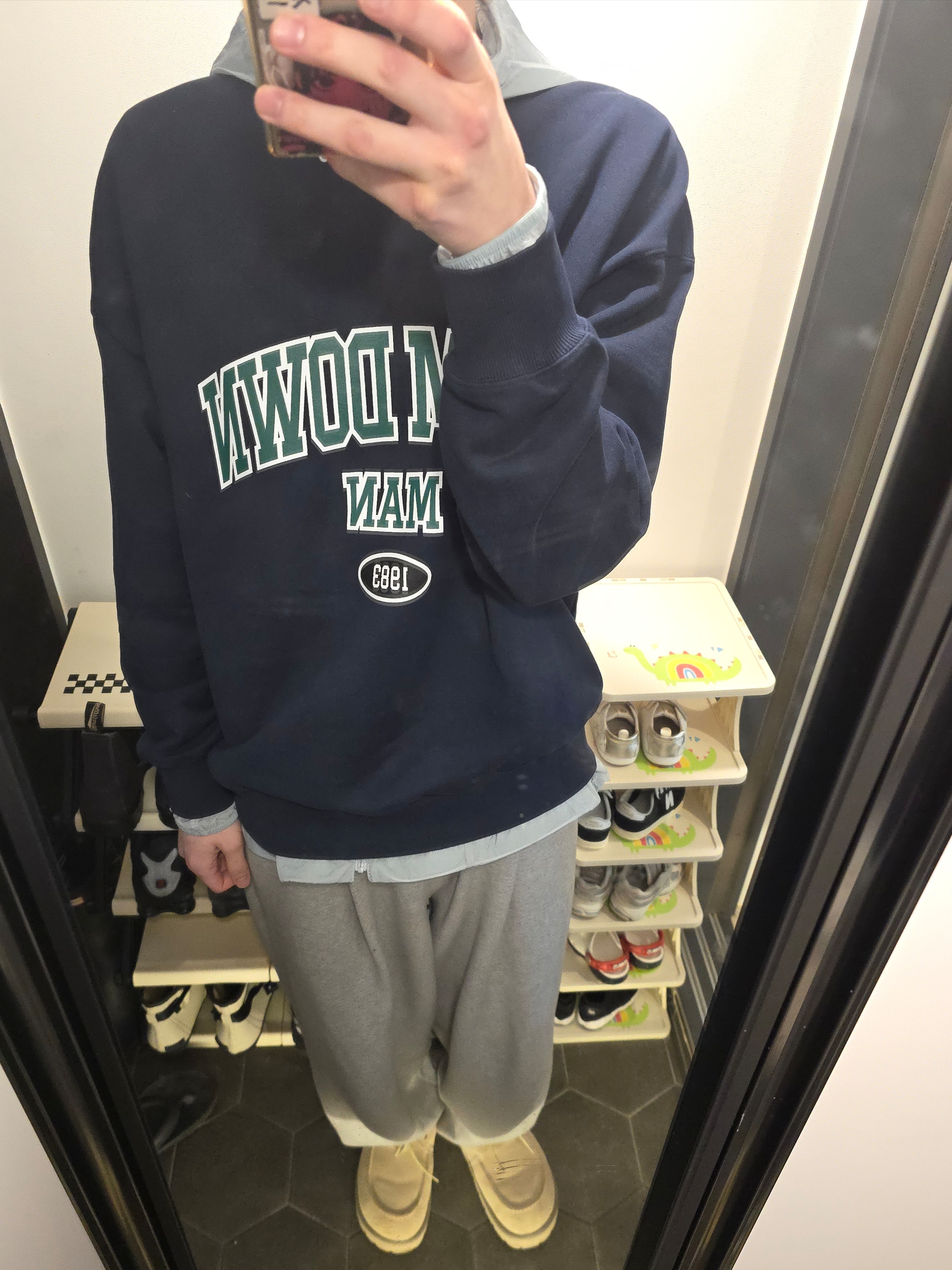 Musinsa Standard City Leisure Sheer Windbreaker Jacket Cloudy Blue 착용 스타일
