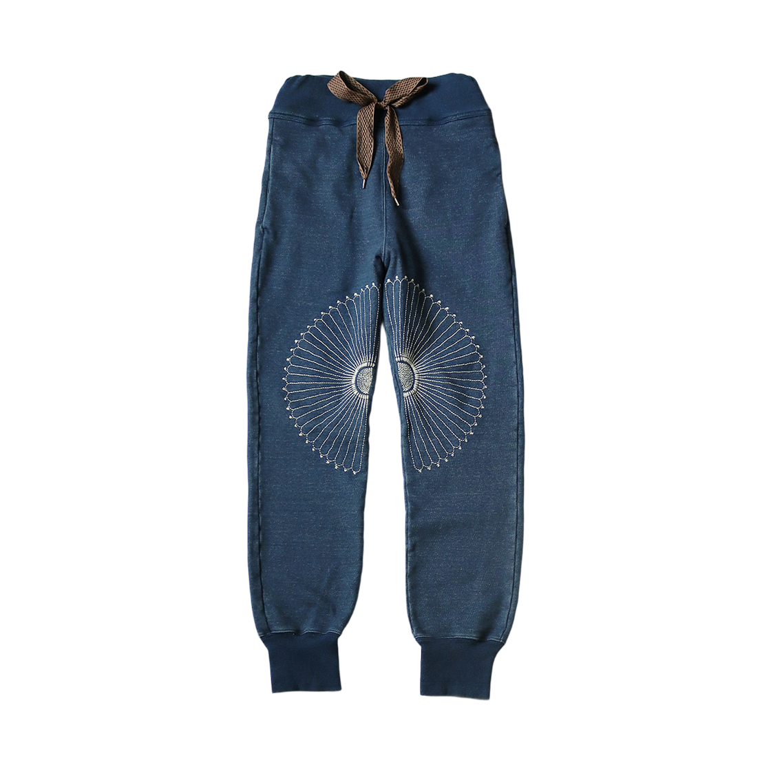 캐피탈 IDG 플리스 스웨트 립 팬츠 래핑 클로스 자수 인디고(Kapital IDG Fleece Sweat Rib Pants Wrapping Cloth Embroidery Indigo) - 1