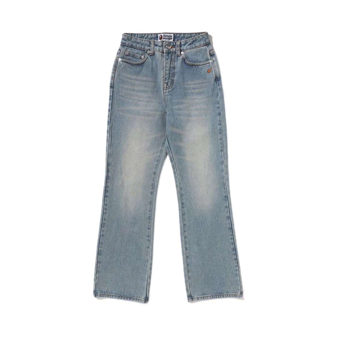 (W) 베이프 어 베이싱 에이프 로고 부츠컷 데님 팬츠 인디고((W) BAPE A Bathing Ape Logo Bootcut Denim Pants Indigo)