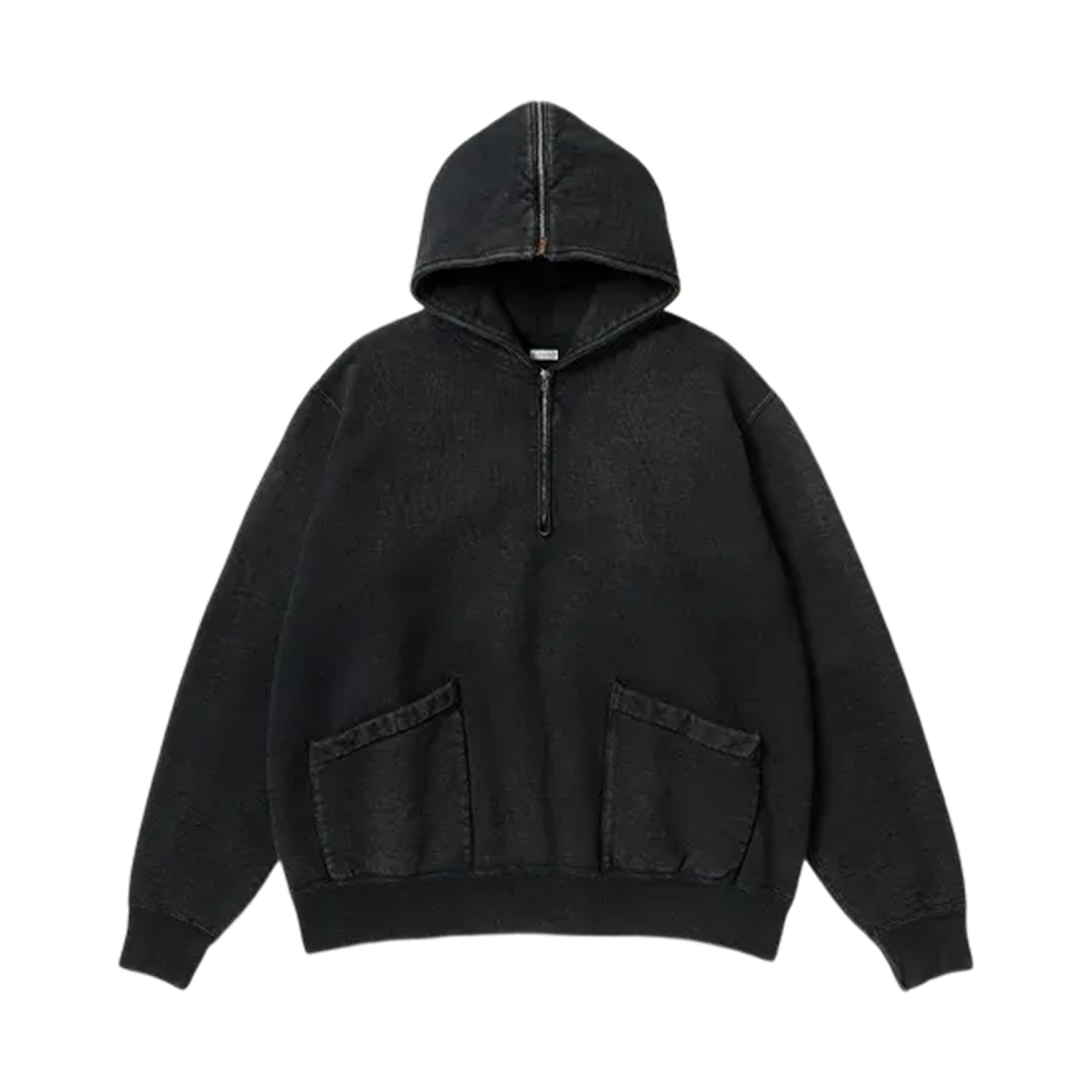 아프레쎄 빈티지 세일러 후드 하프 집 스웨트셔츠 블랙 - 26SS(A.Presse Vintage Sailor Hood Half Zip Sweatshirt Black - 26SS)