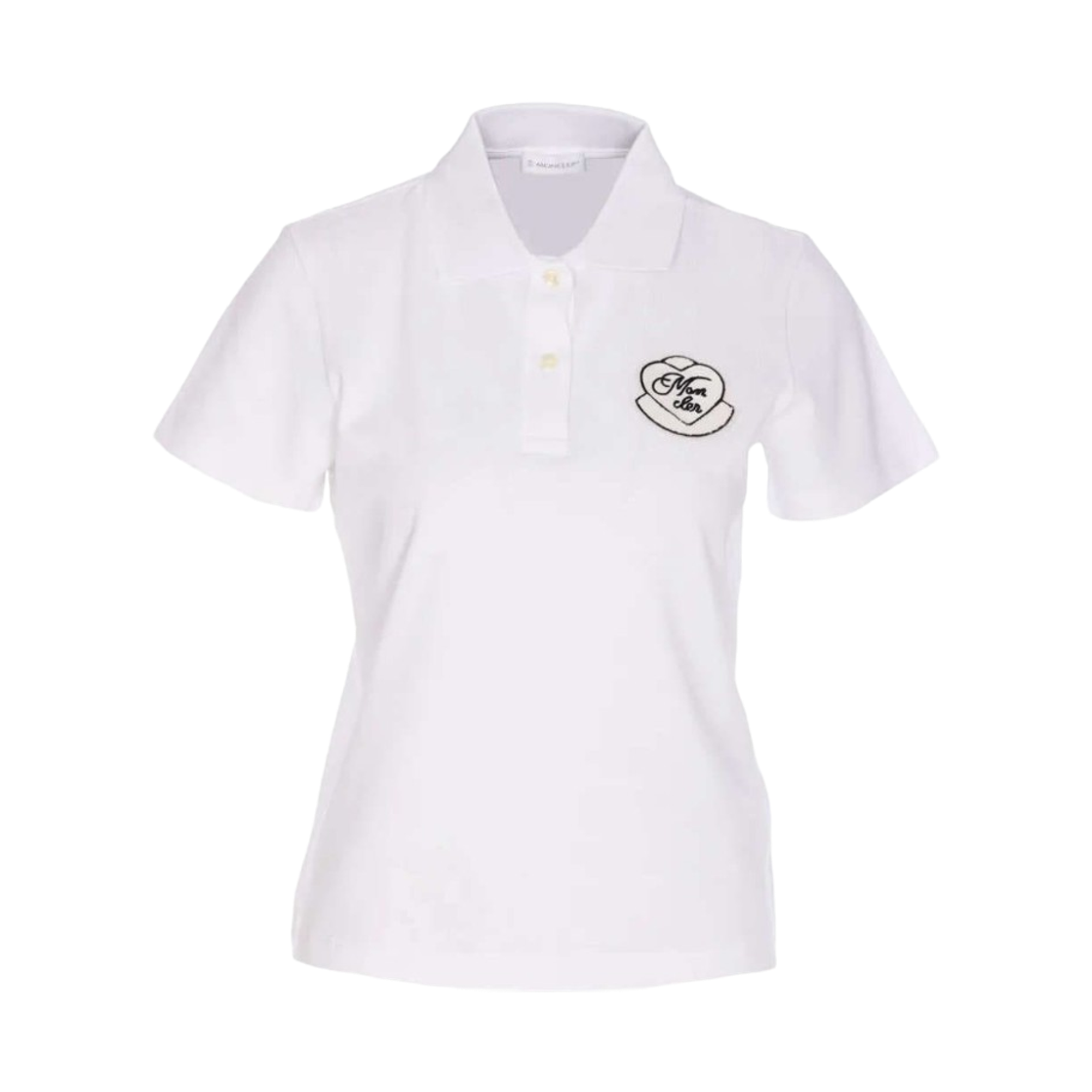 K2-093-8A00005-89A16-00A (W) Moncler Heart Logo Patch Cotton Piquet Polo Shirt White - 25FW