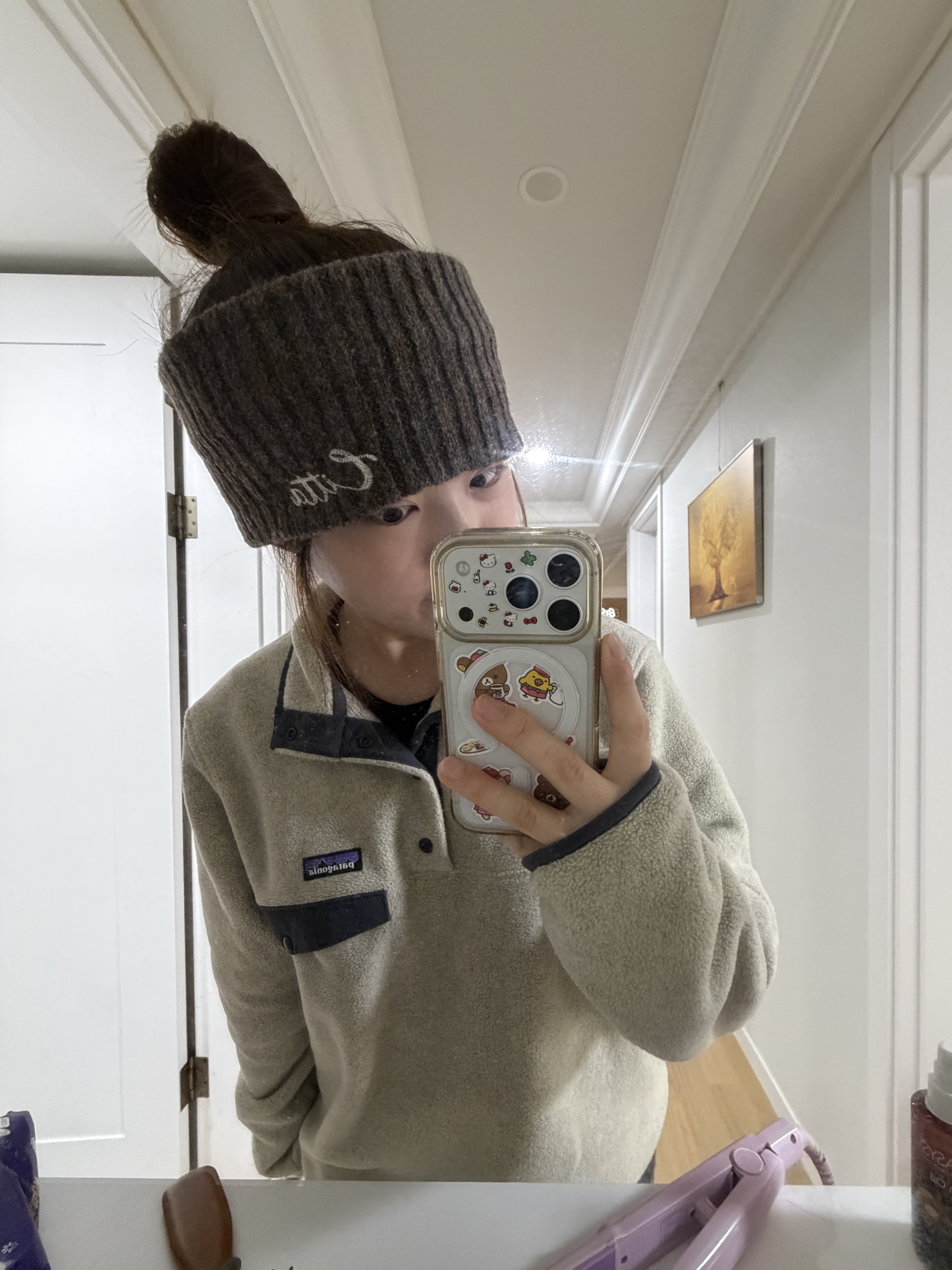 Patagonia Lightweight Synchilla Snap-T Fleece Pullover Oatmeal Heather/Smolder Blue/New Navy 착용 스타일