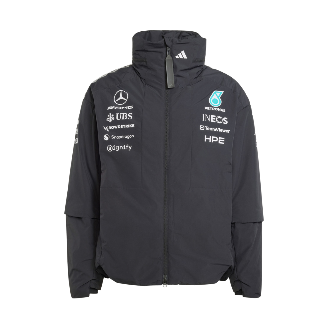 아디다스 x 메르세데스 AMG 페트로나스 F1 팀 엔지니어 자켓 블랙 - KR 사이즈 (논 마킹 버전)(Adidas x Mercedes AMG Petronas F1 Team Engineers Jacket Black - KR Sizing (Non Marking Ver.))