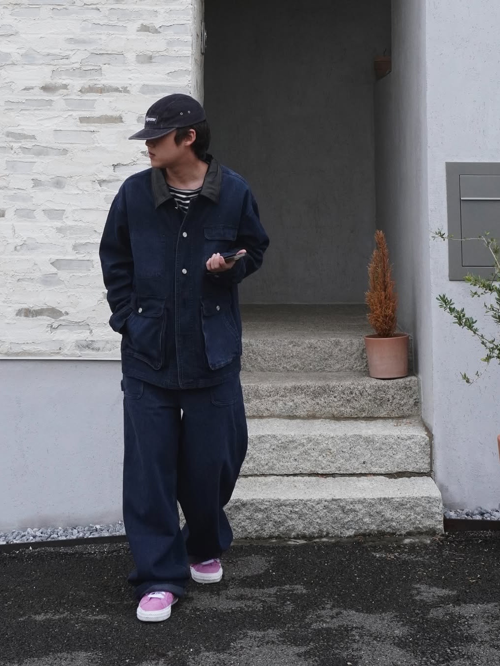 Millo Archive Denite Washed Jacket Vintage Navy, Millo Archive Denite Washed Pants Vintage Navy 착용 스타일 - 2