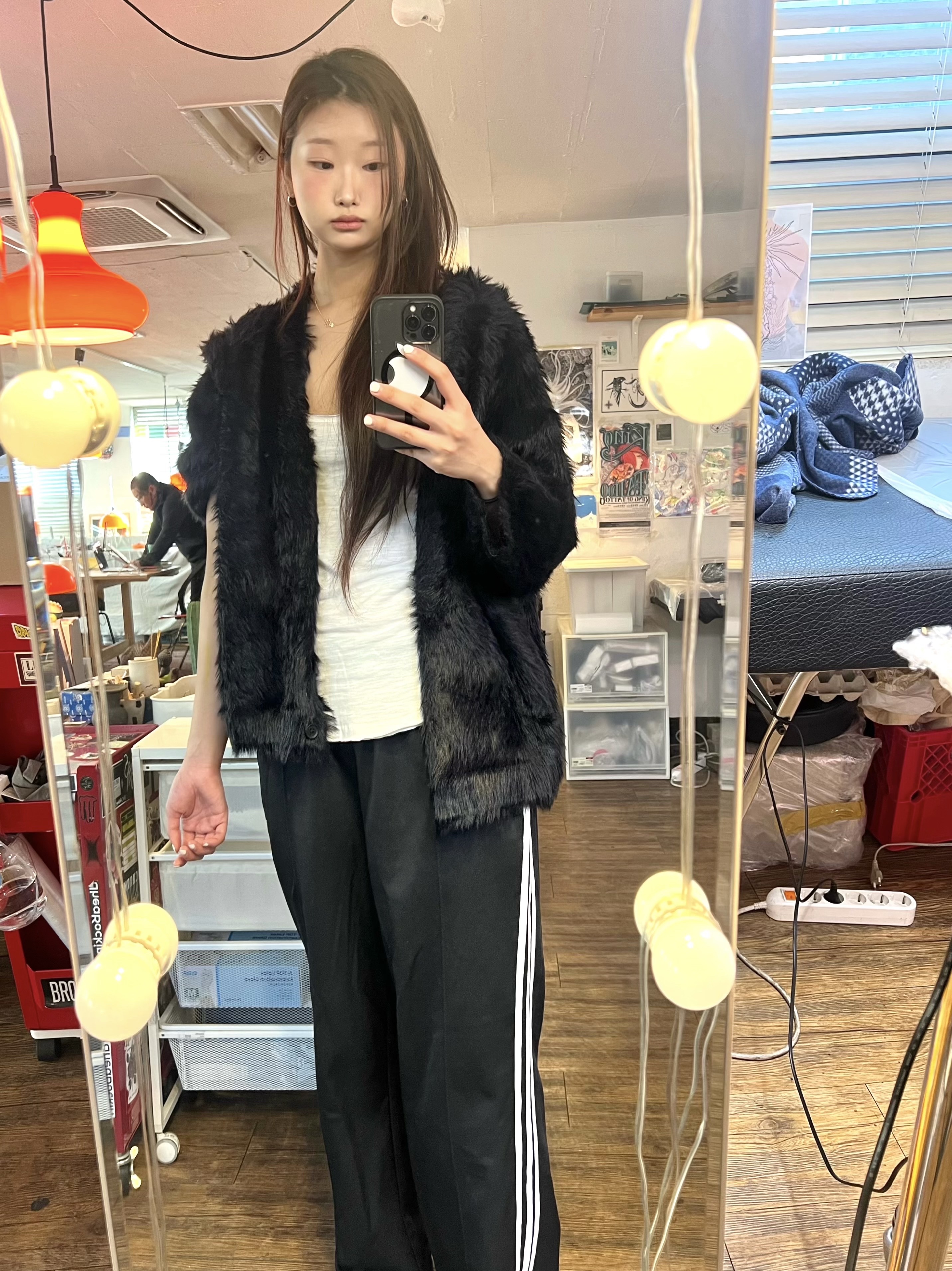 Adidas Adicolor Baggy Fit Firebird Track Pants Black - KR Sizing 착용 스타일
