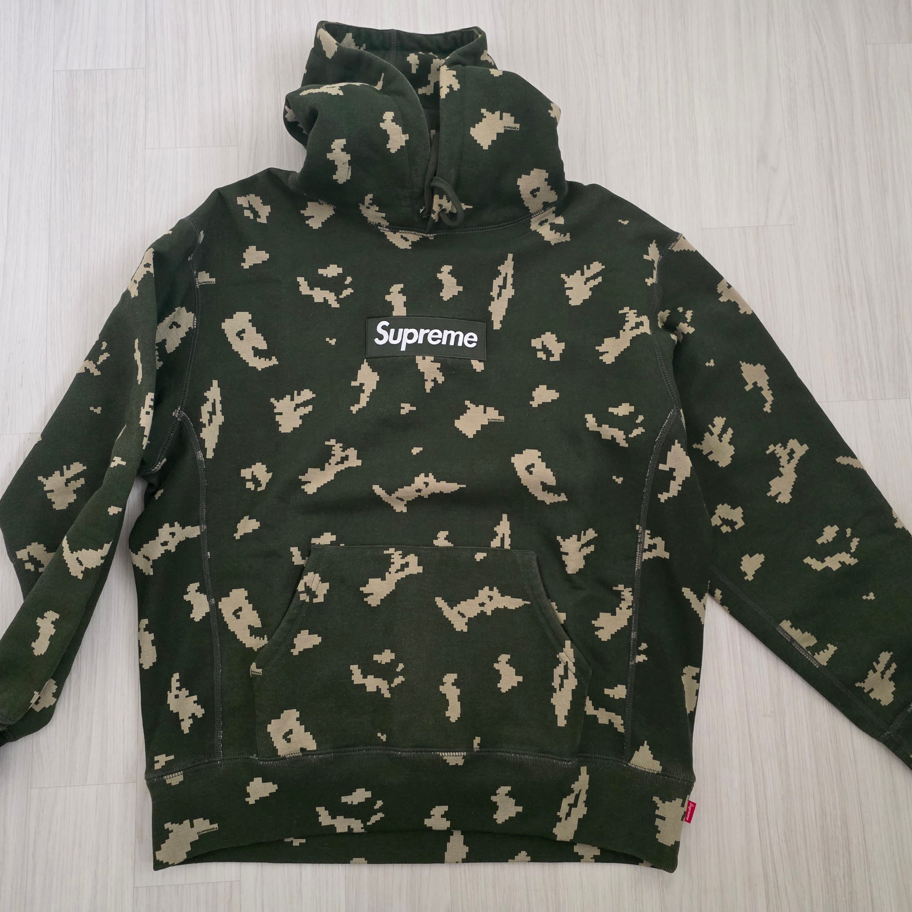 Supreme Box Logo Hooded Sweatshirt Olive Russian Camo - 21FW 착용 스타일