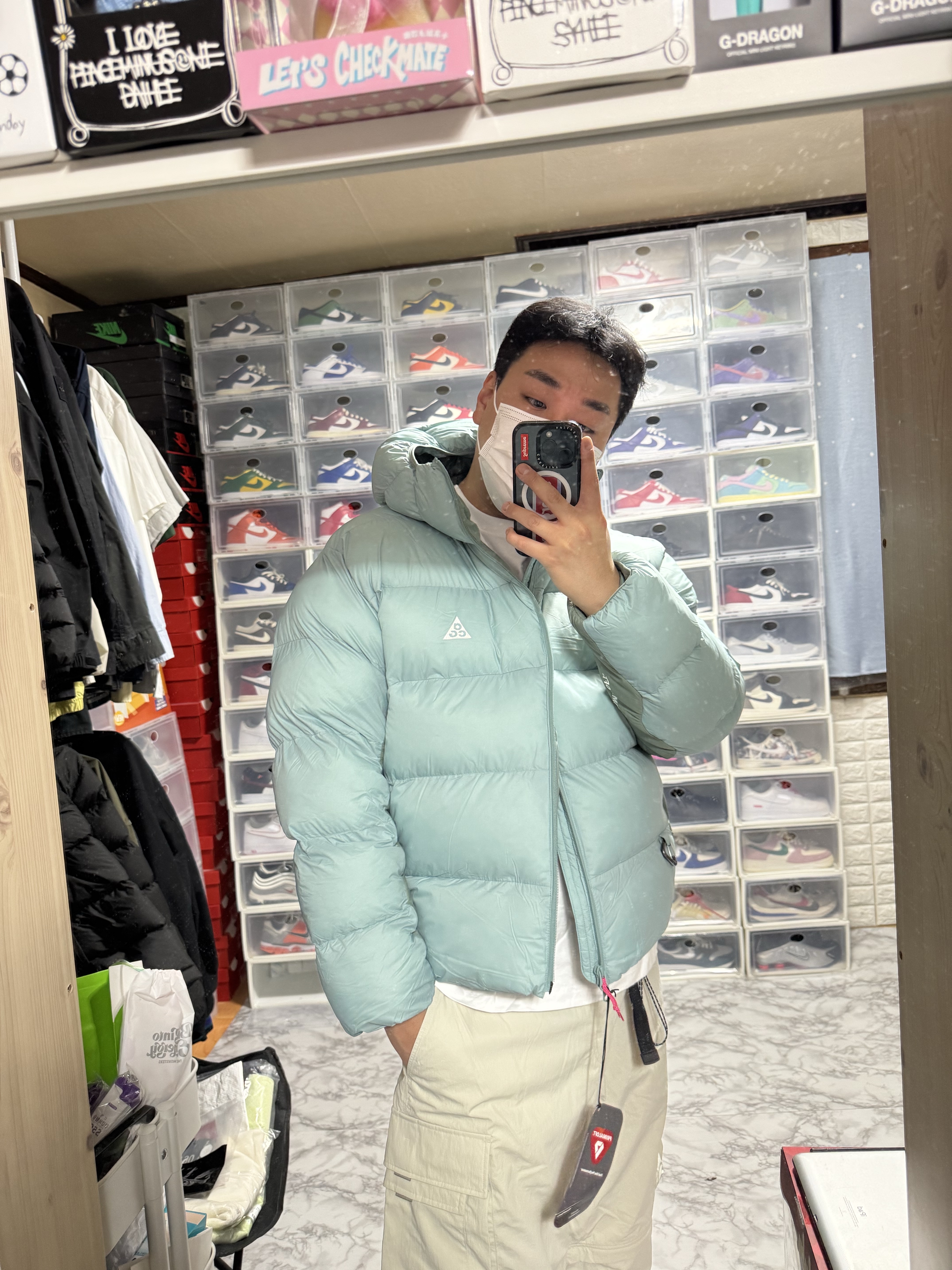 Nike ACG Therma-Fit ADV Lunar Lake Loose Hooded Jacket Black Summit White - Asia, Nike ACG Therma-Fit ADV Lunar Lake Loose Hooded Jacket Cannon Mint Foam - Asia 착용 스타일 - 3