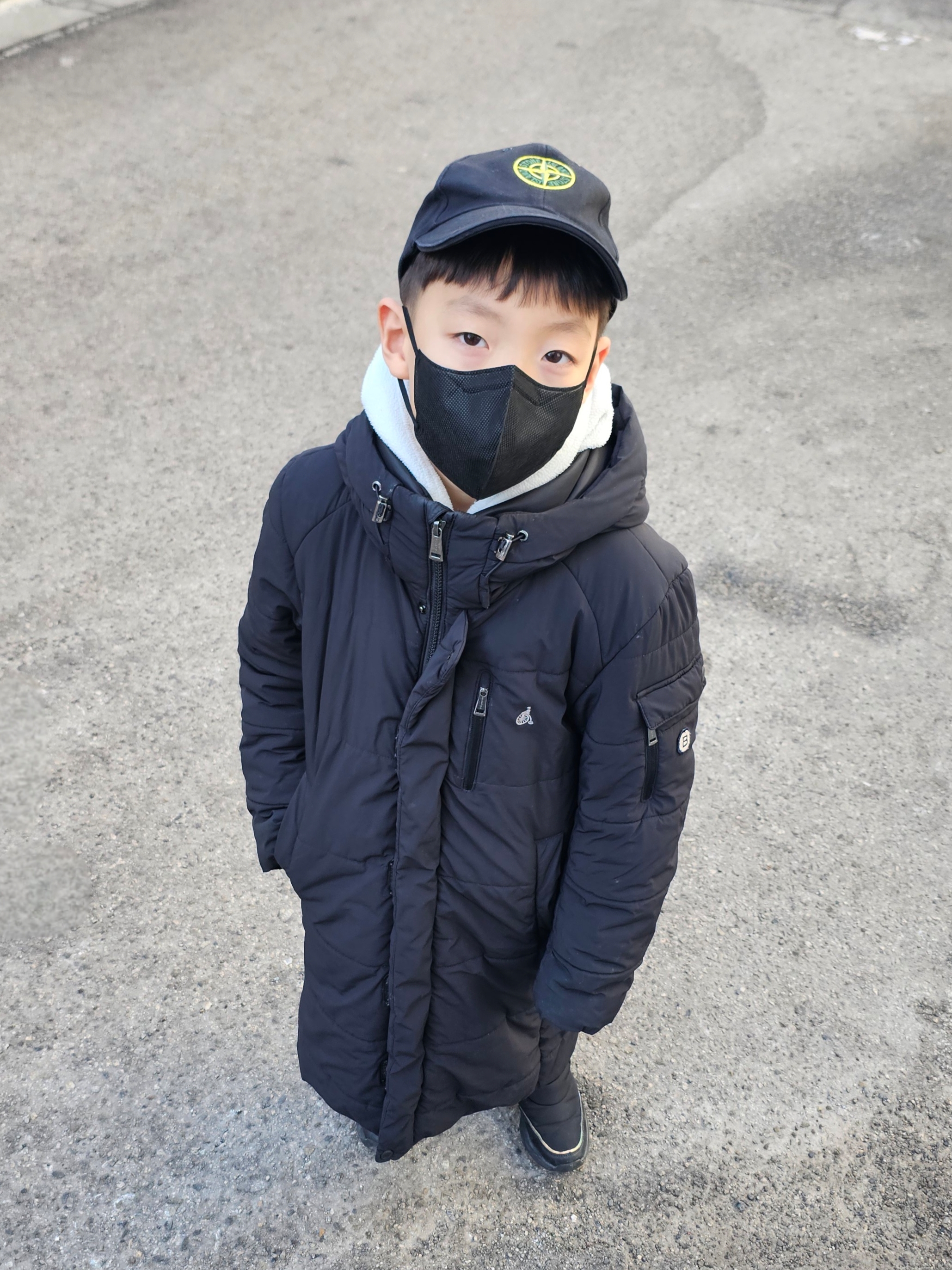 (Kids) Stone Island 60720 Garment Dyed Cotton Fleece Hooded Full Zip Sweatshirt Black - 24FW 착용 스타일