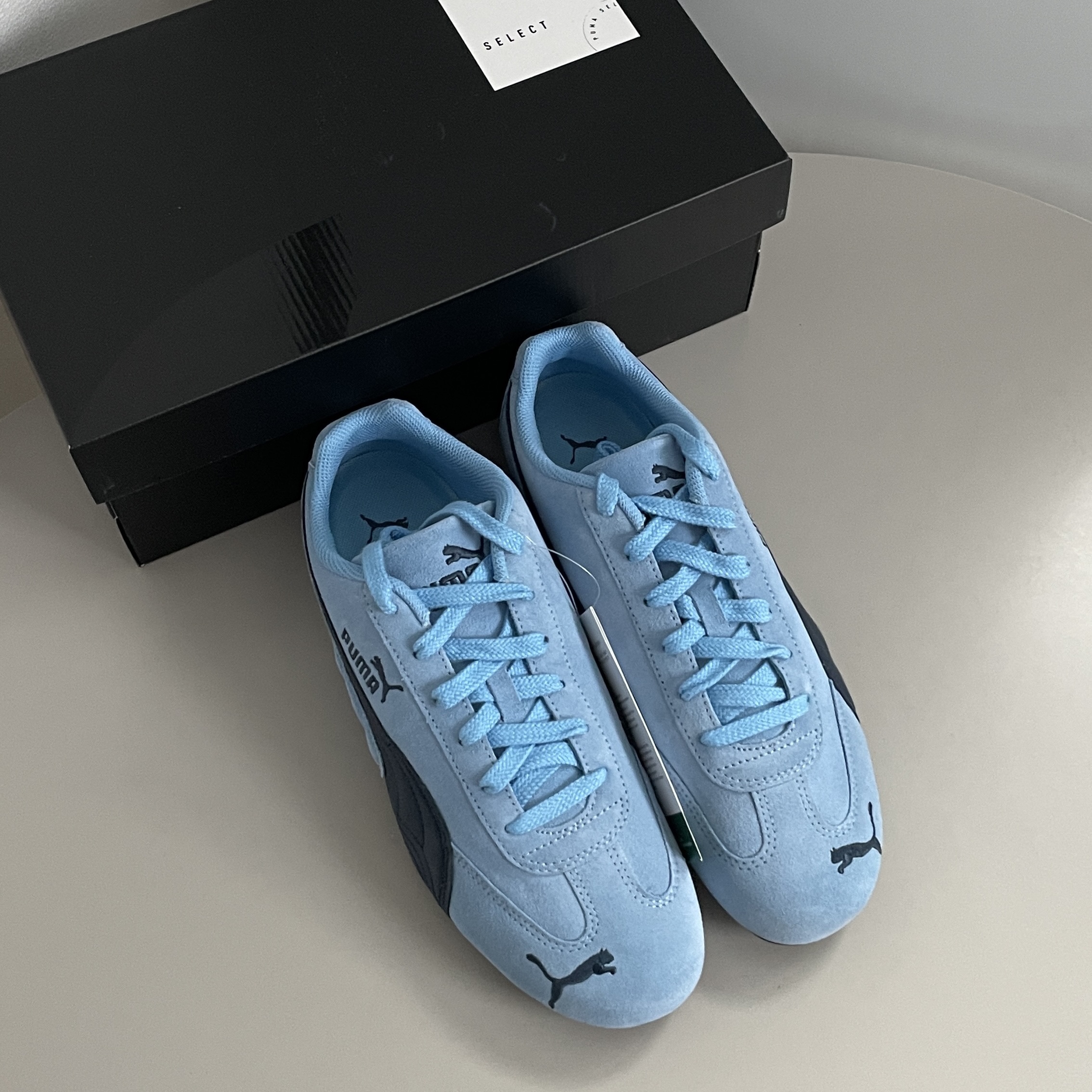 Puma Speedcat Archive Team Light Blue Club Navy 착용 스타일