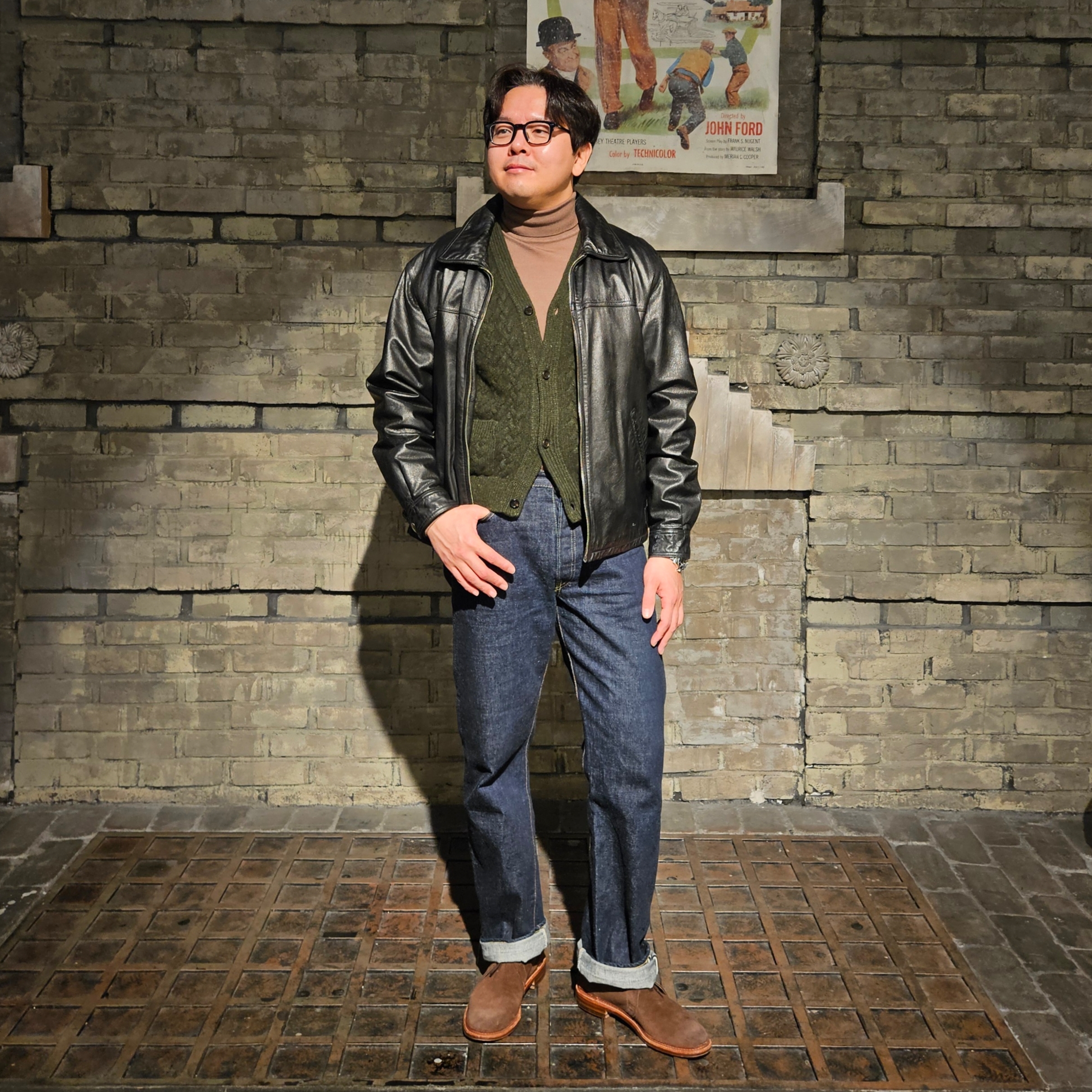 Alden 1493 Suede Unlined Chukka Boot Snuff - D, Fullcount 1101W Straight Denim One Wash Indigo Blue 착용 스타일 - 1