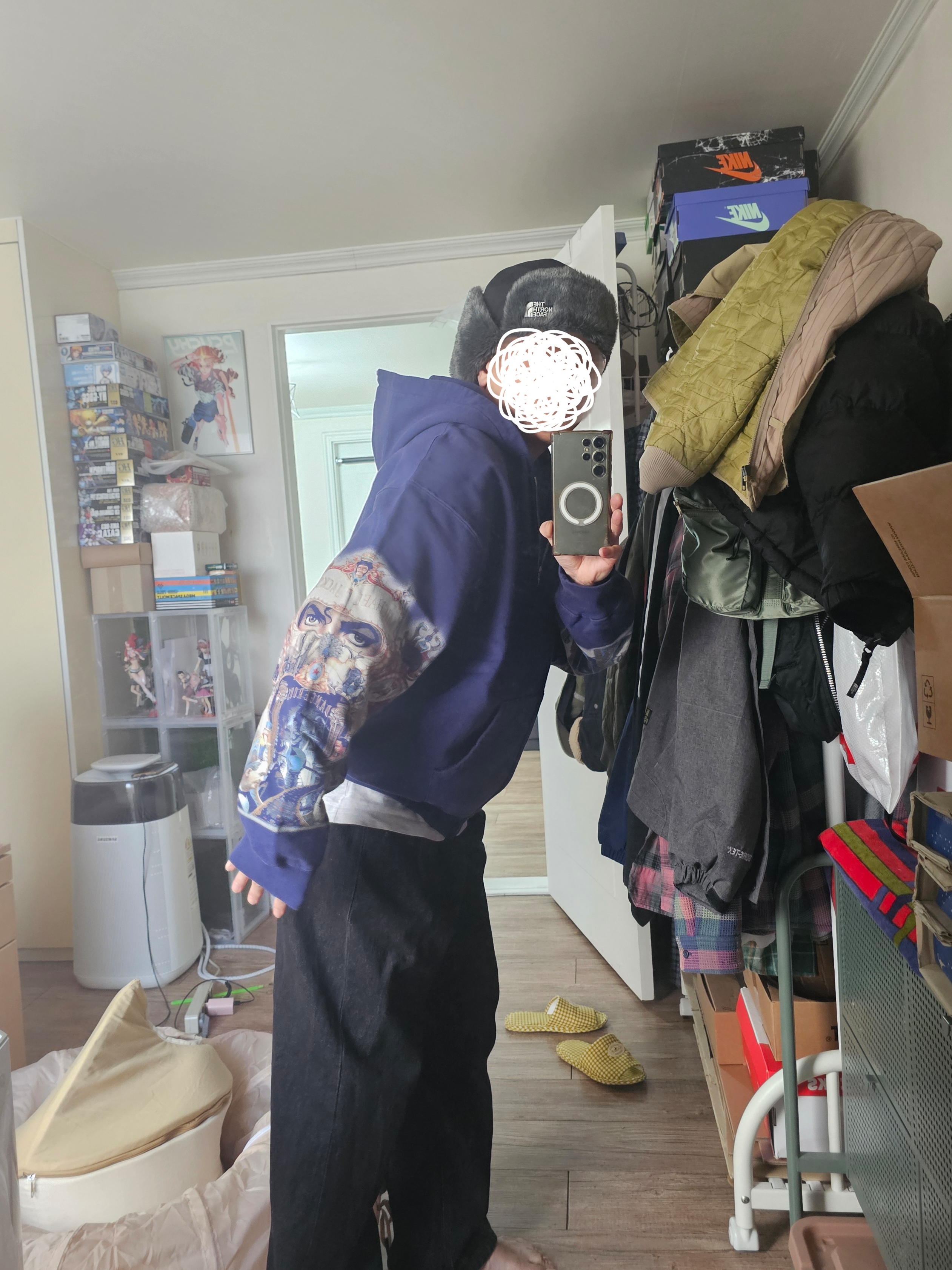 Supreme x Michael Jackson Dangerous Zip Up Hooded Sweatshirt Washed Navy - 25FW 착용 스타일 - 9