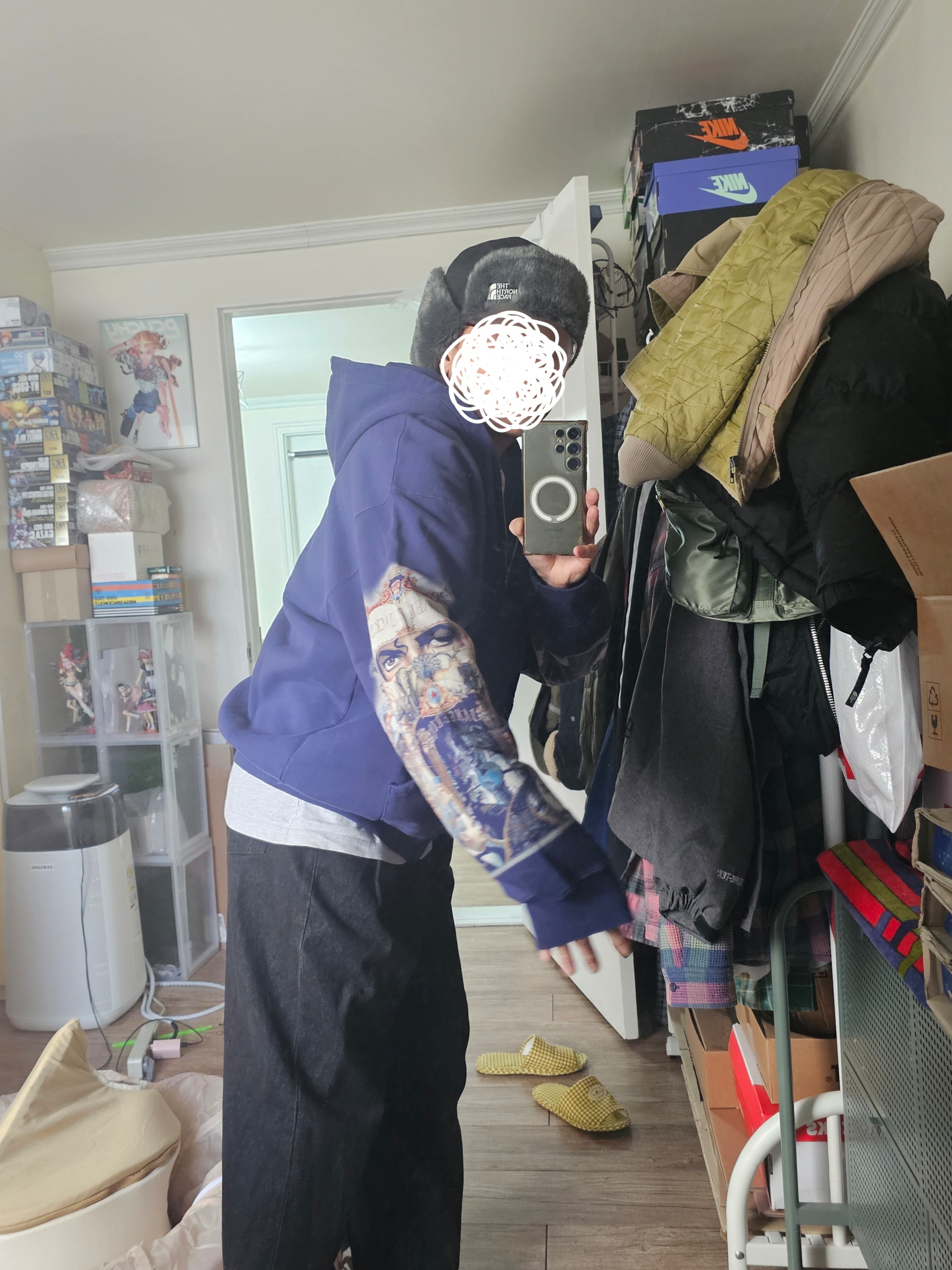 Supreme x Michael Jackson Dangerous Zip Up Hooded Sweatshirt Washed Navy - 25FW 착용 스타일 - 7