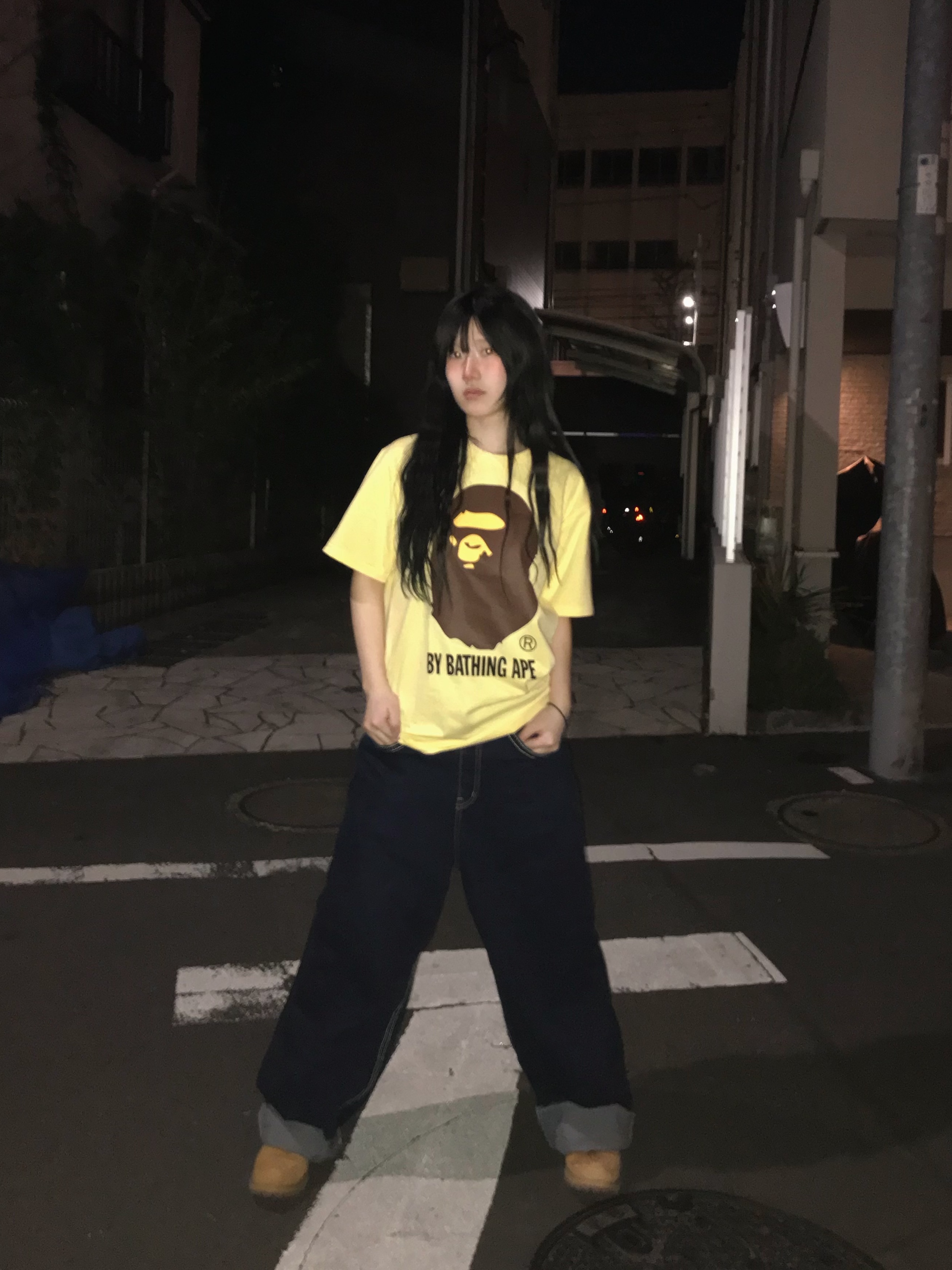 (W) Timberland 6 Inch Premium Waterproof Boot Wheat Nubuck - Wide, BAPE By Bathing Ape T-Shirt Yellow 착용 스타일 - 1