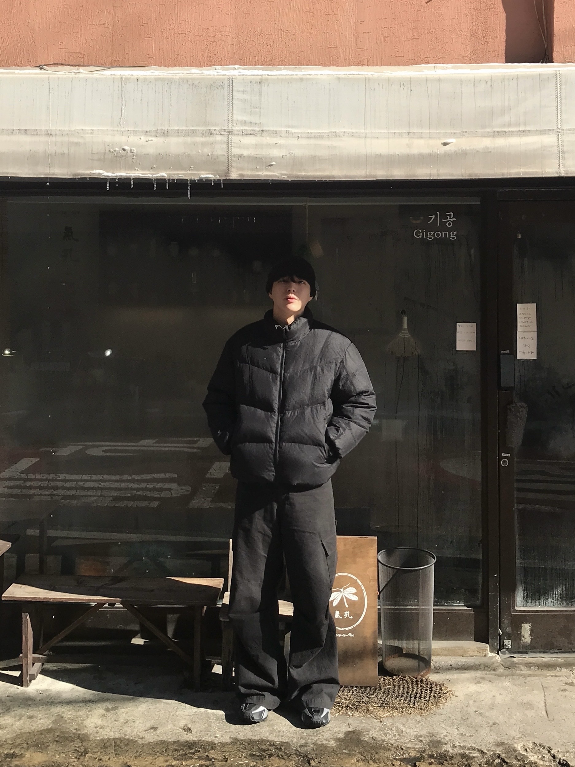 Sansan Gear Mohair Beanie Black 착용 스타일 - 3