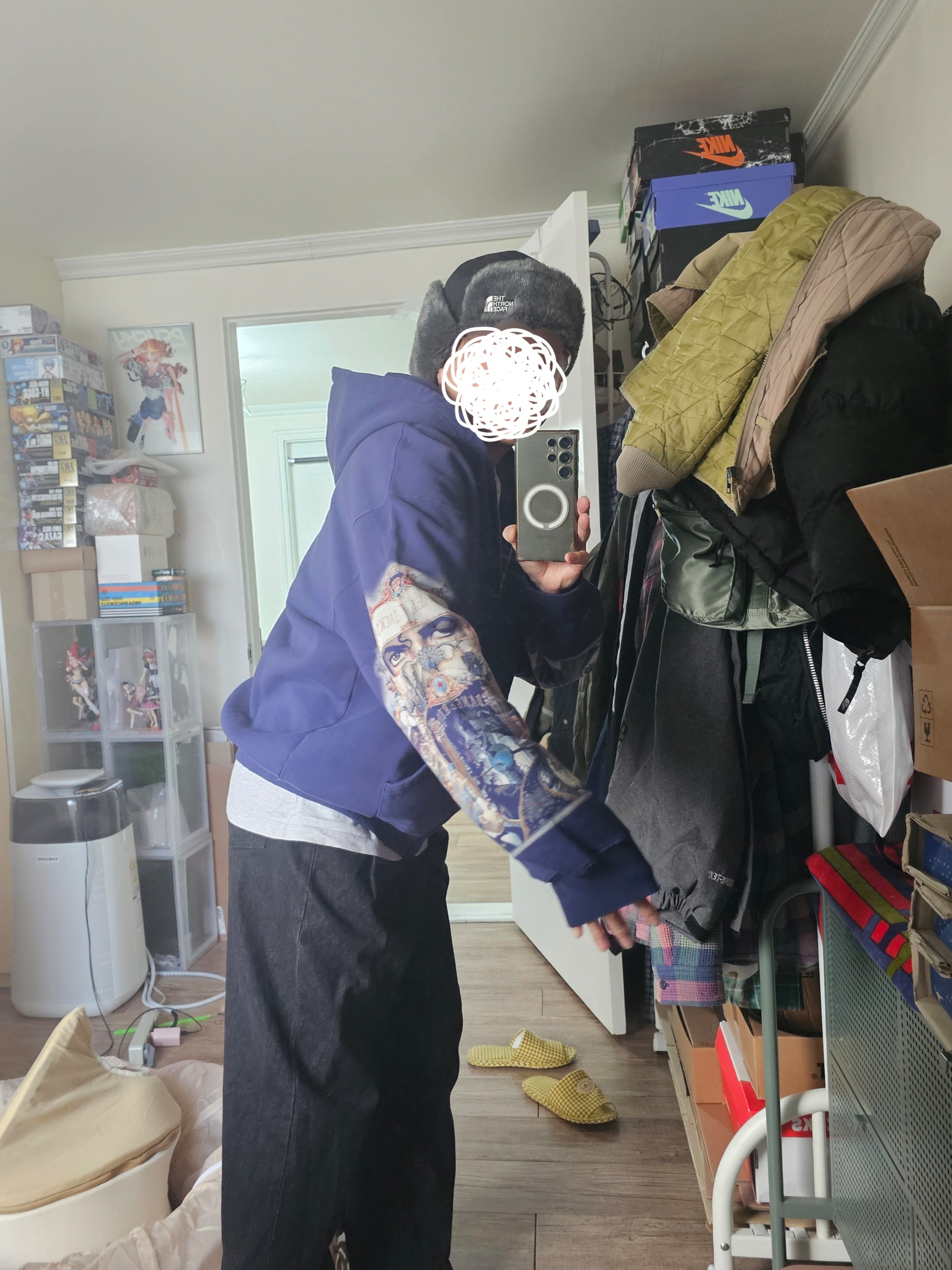 Supreme x Michael Jackson Dangerous Zip Up Hooded Sweatshirt Washed Navy - 25FW 착용 스타일 - 6