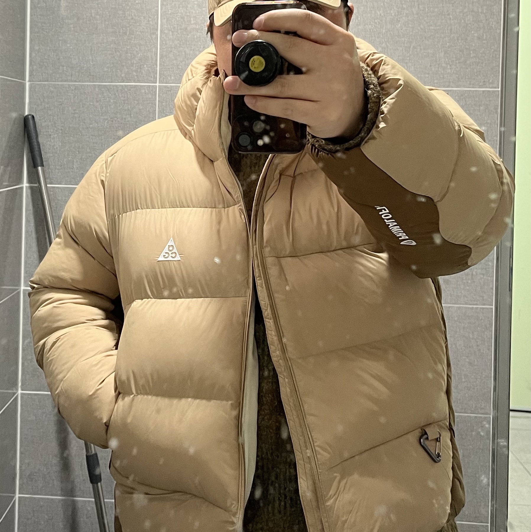Nike ACG Therma-Fit ADV Lunar Lake Loose Hooded Jacket Parasuit Beige Moswood Brown - Asia, Nike ACG Dri-Fit Club Trail Cap Parachute Beige 착용 스타일