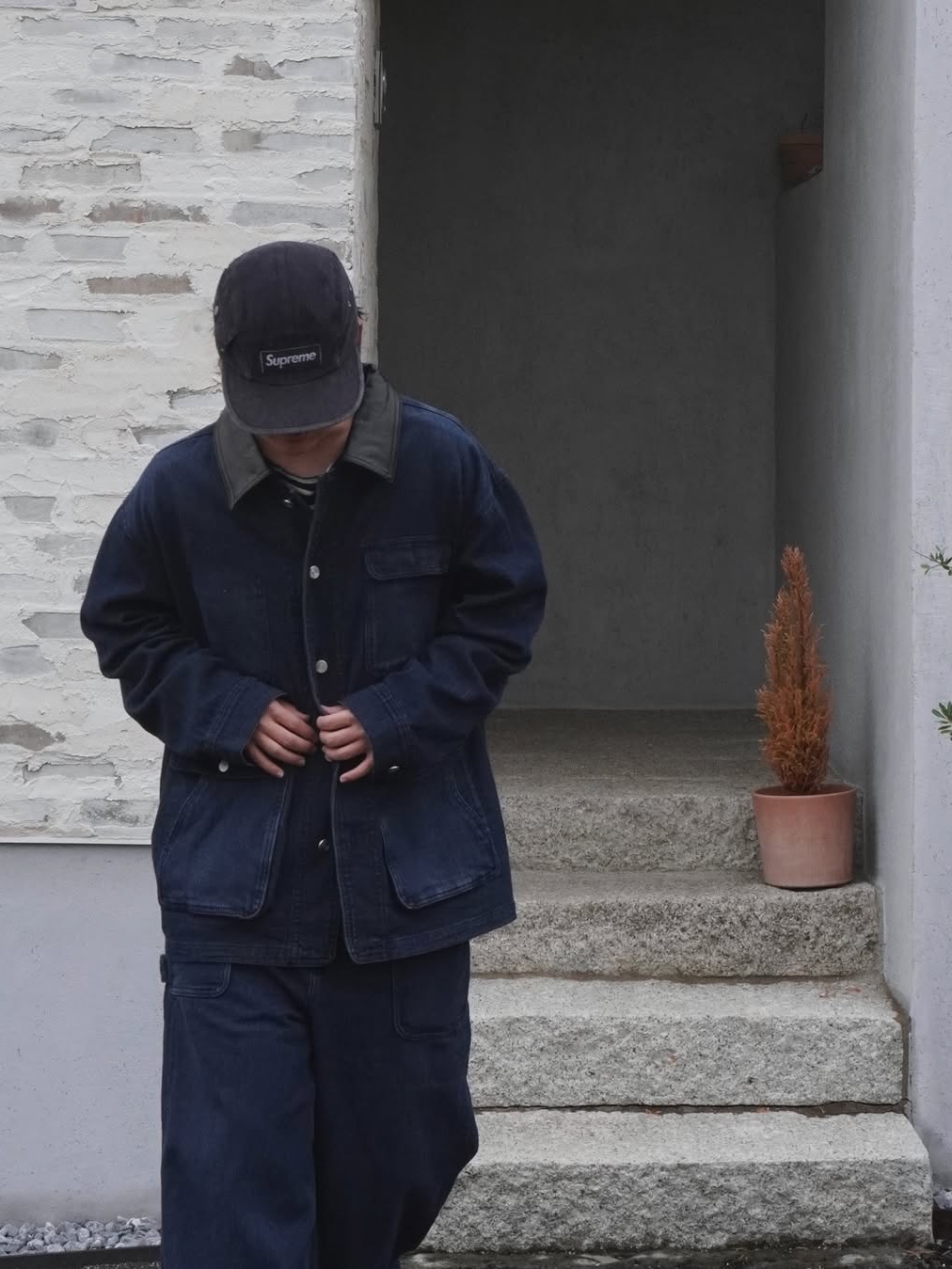 Millo Archive Denite Washed Jacket Vintage Navy, Millo Archive Denite Washed Pants Vintage Navy 착용 스타일 - 3