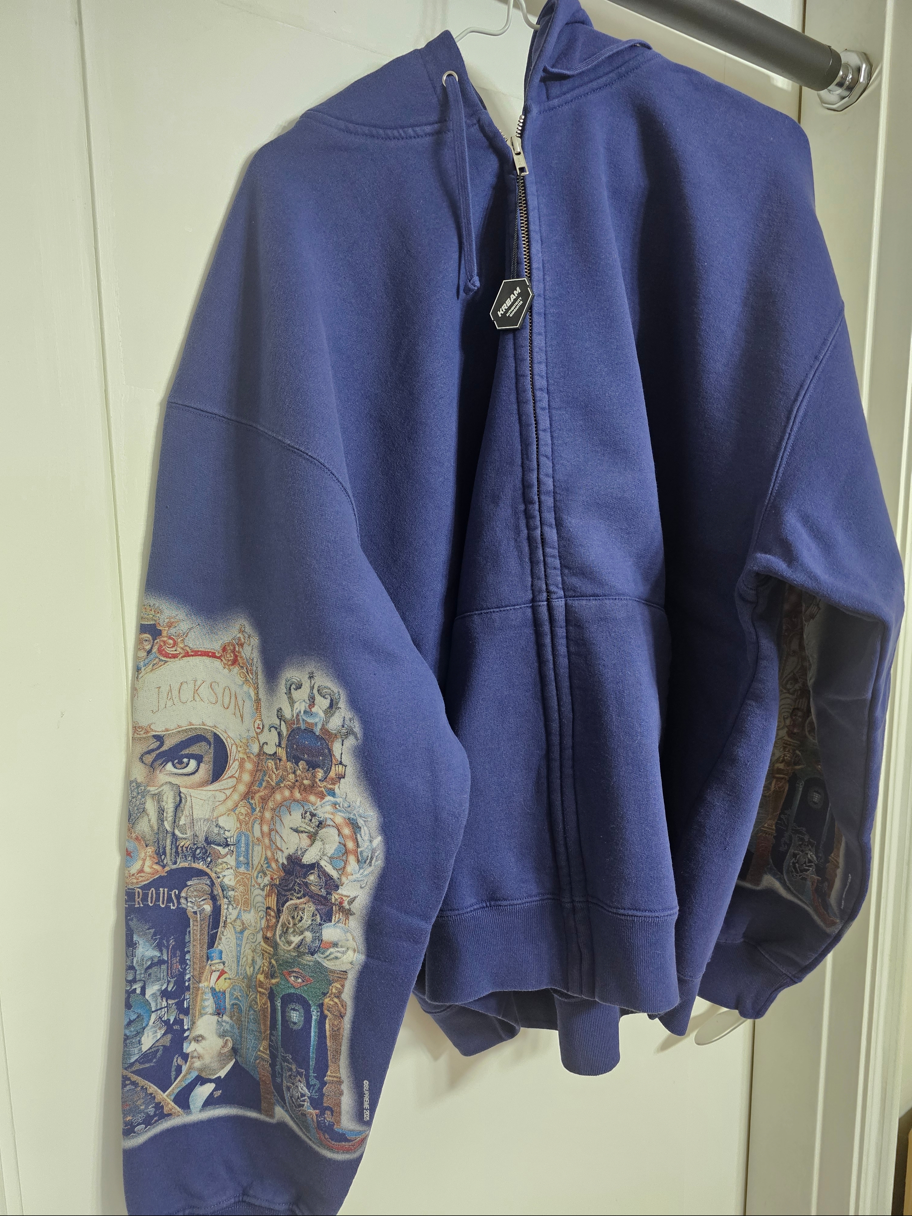 Supreme x Michael Jackson Dangerous Zip Up Hooded Sweatshirt Washed Navy - 25FW 착용 스타일 - 1