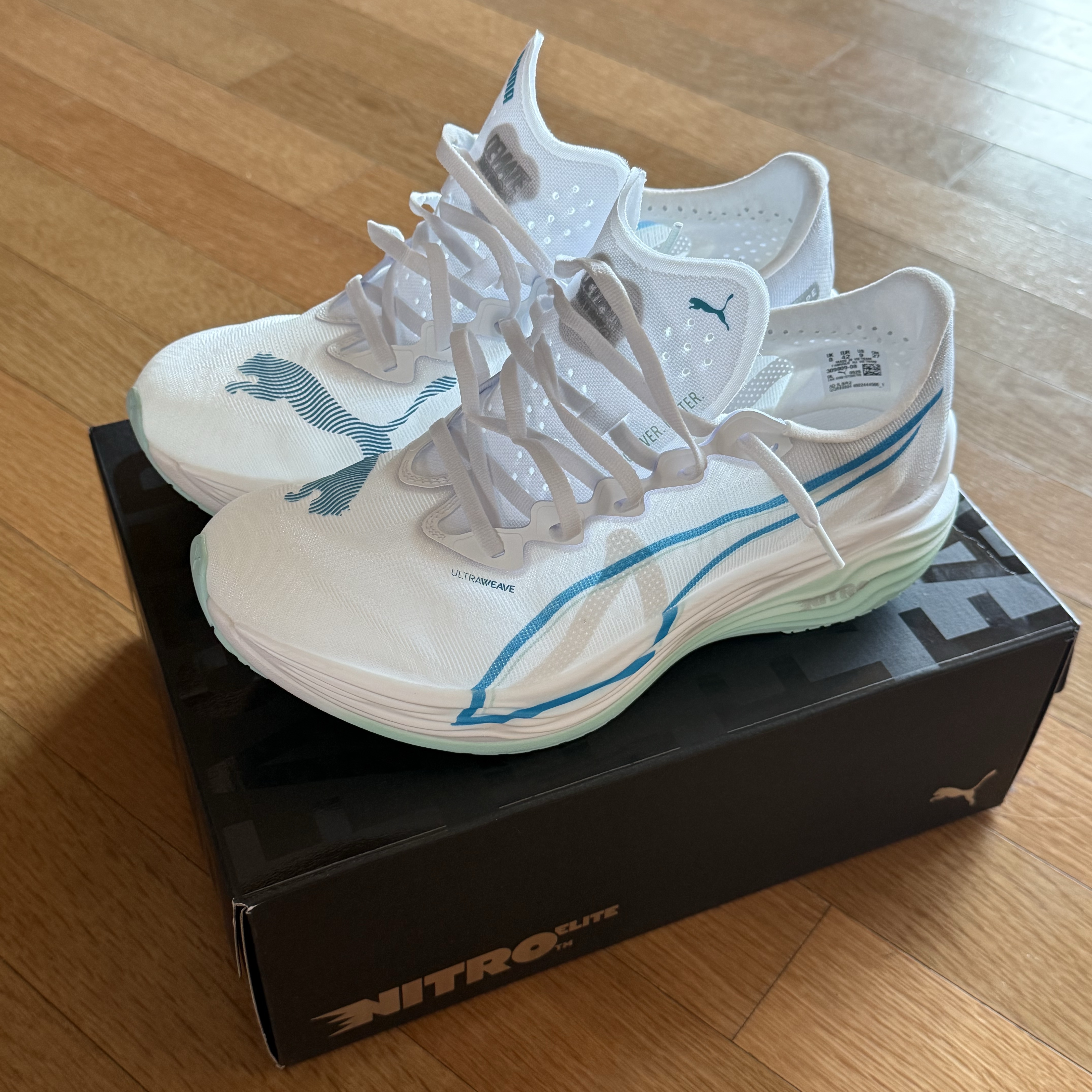 Puma Deviate Nitro Elite 3 White Speed Blue 착용 스타일