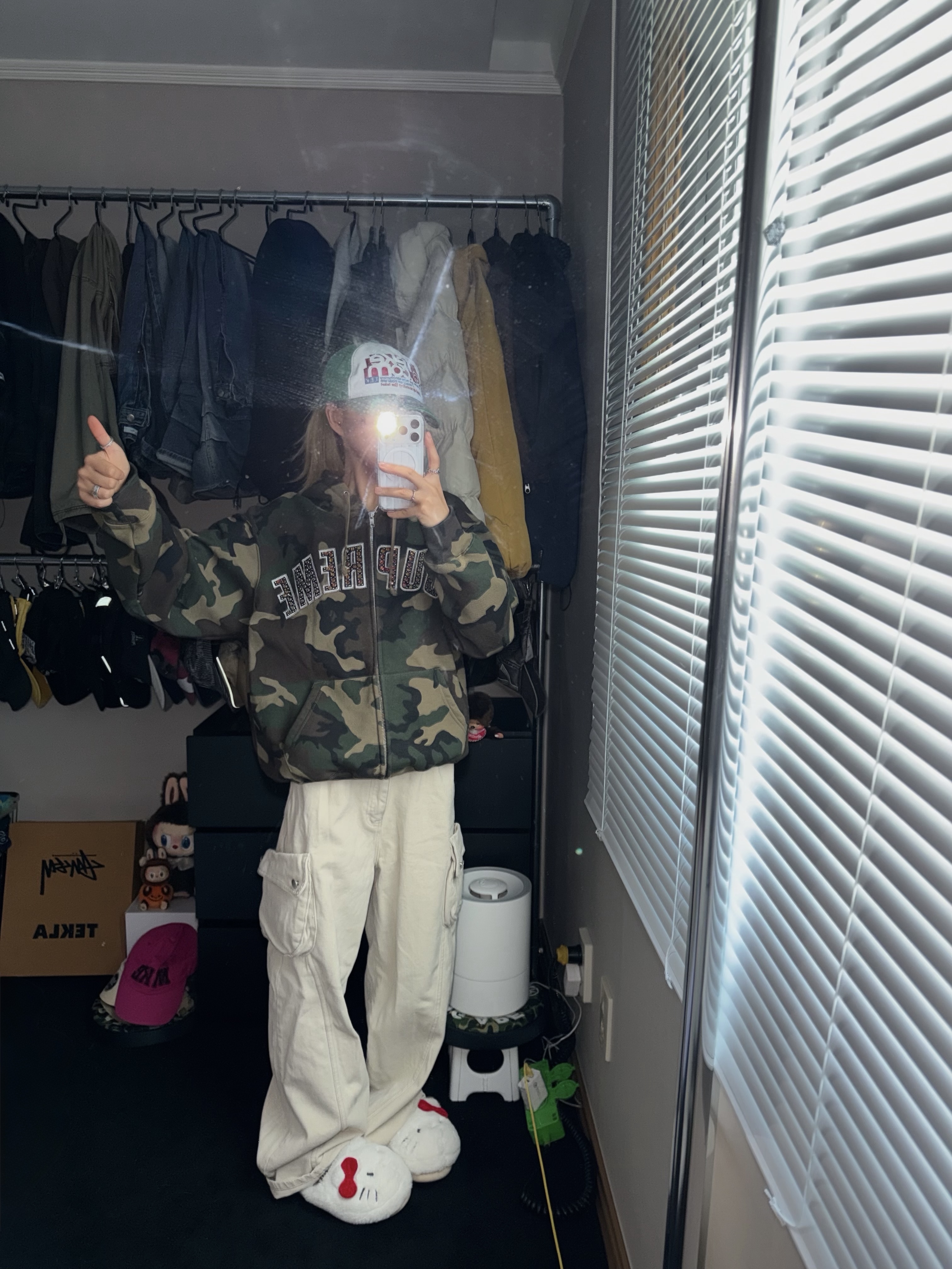 Supreme x B.B. Simon Zip Up Hooded Sweatshirt Woodland Camo - 25SS 착용 스타일