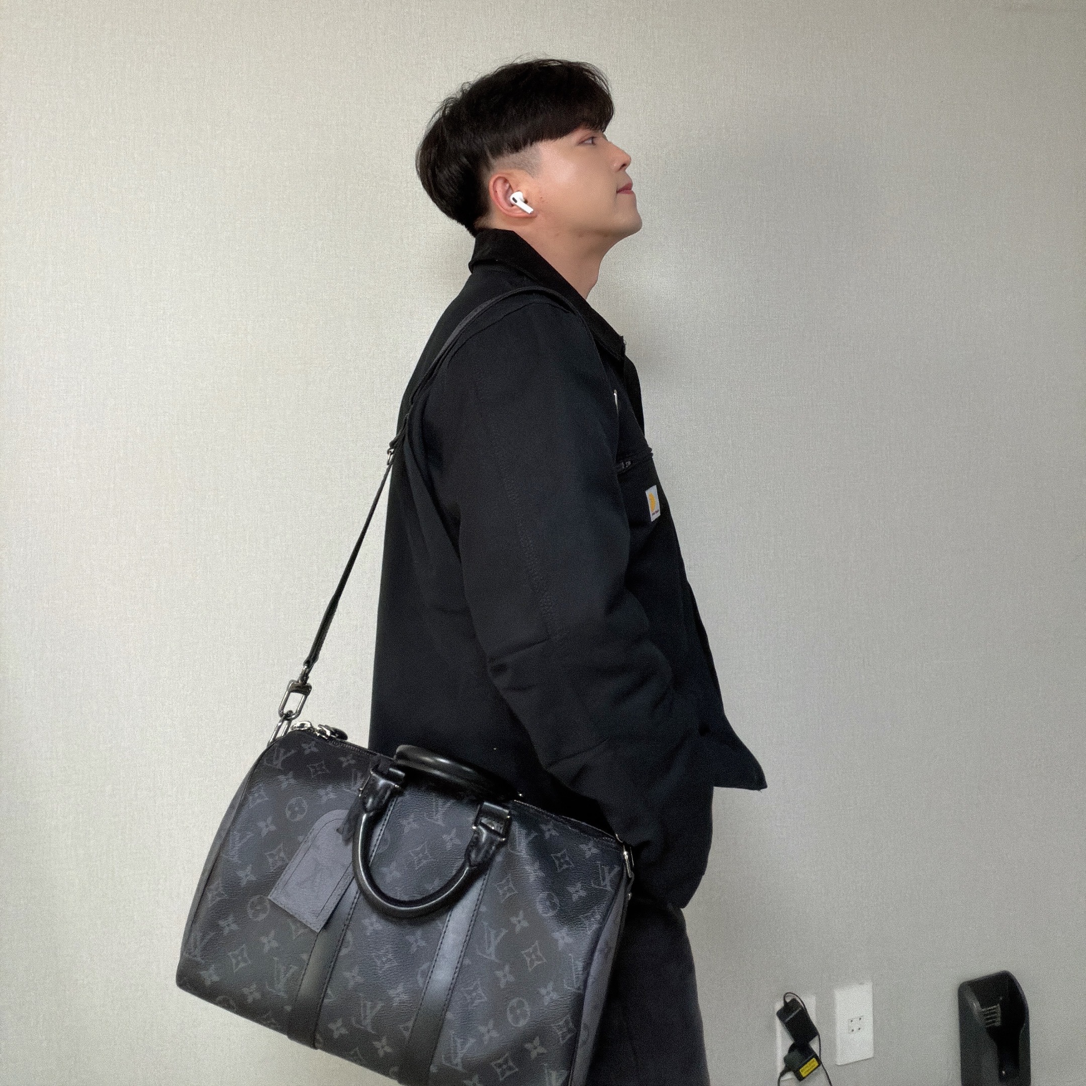 Carhartt Blanket Lined Relaxed Fit Regular Duck Detroit Jacket Black 착용 스타일 - 3