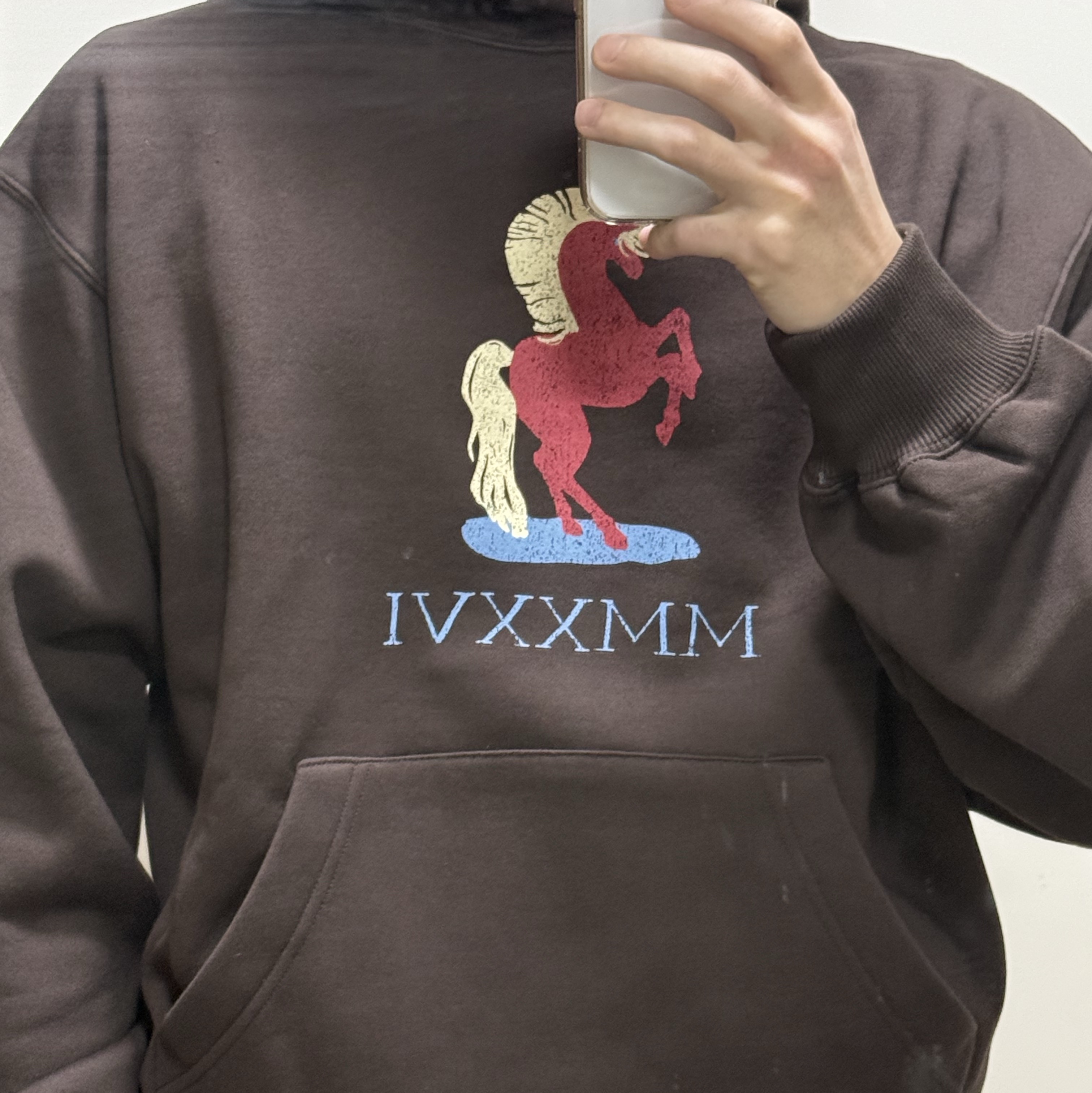 IAB Studio Red Horse Hoodie Brown 착용 스타일 - 3