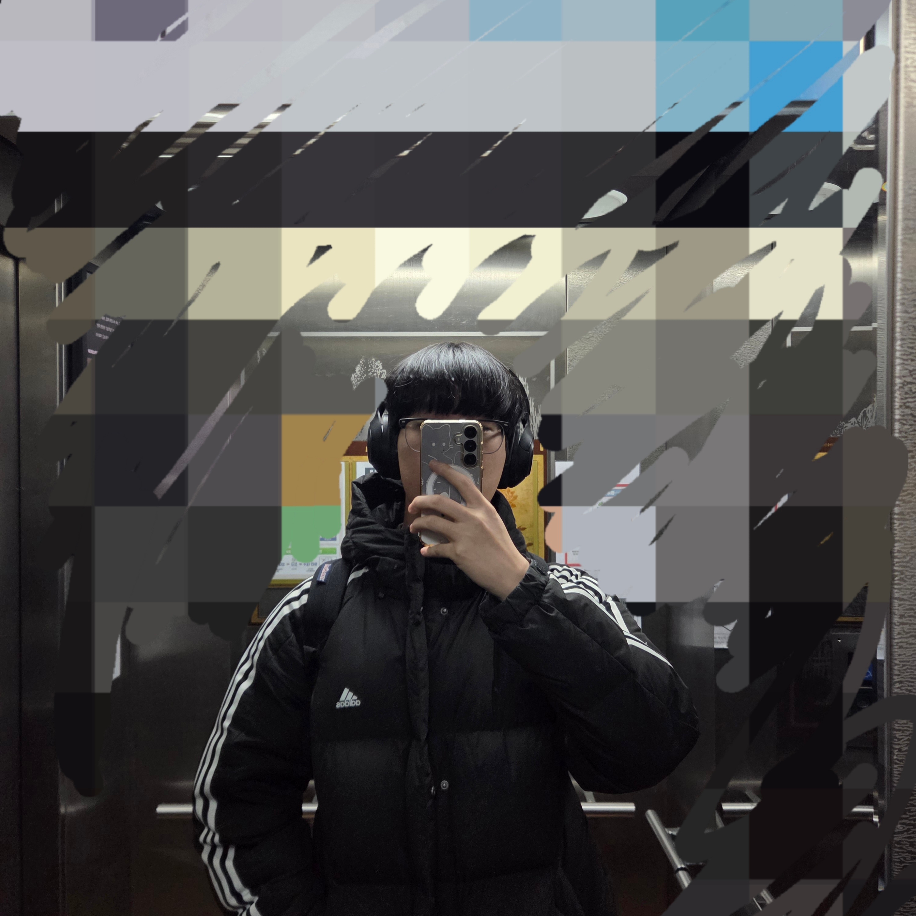 Adidas 3S Puff Down Jacket Black - KR sizing 착용 스타일