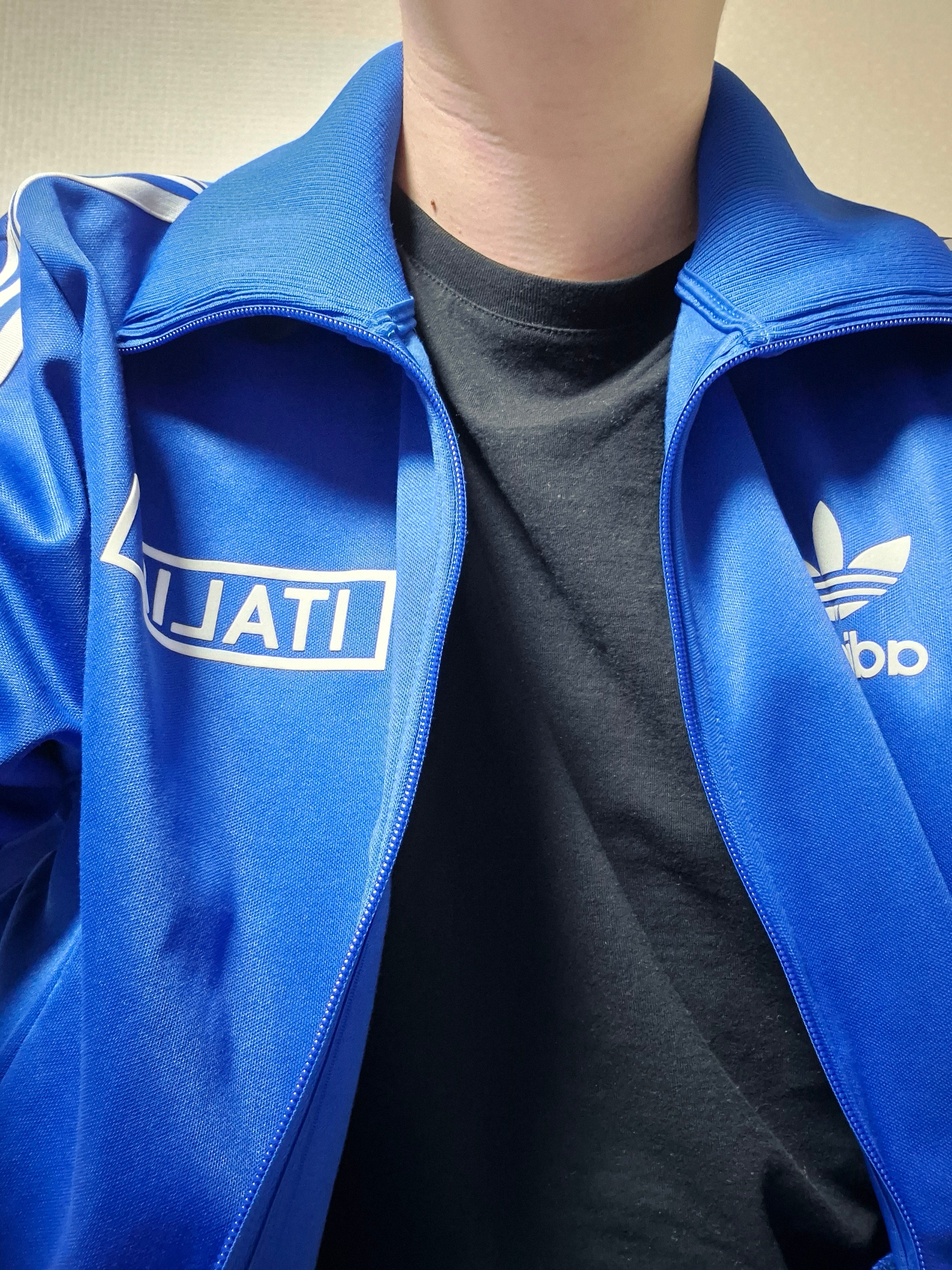 Adidas Italy Beckenbauer Track Top Royal Blue - KR Sizing 착용 스타일