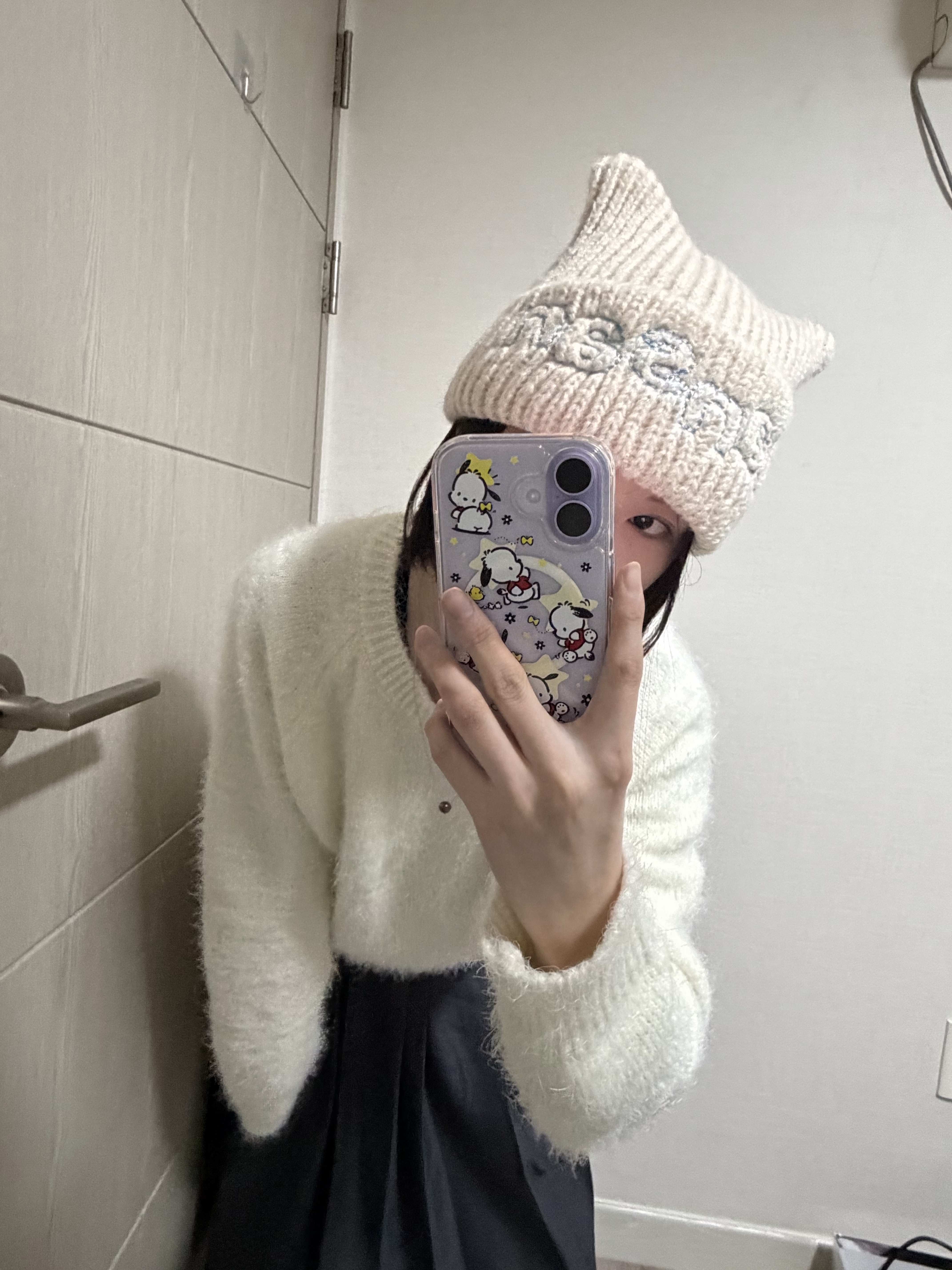 SLBS POCHACCO Pattern Clear Magnet Case for iPhone 17 Series, Apple iPhone 17 256GB Lavender 착용 스타일