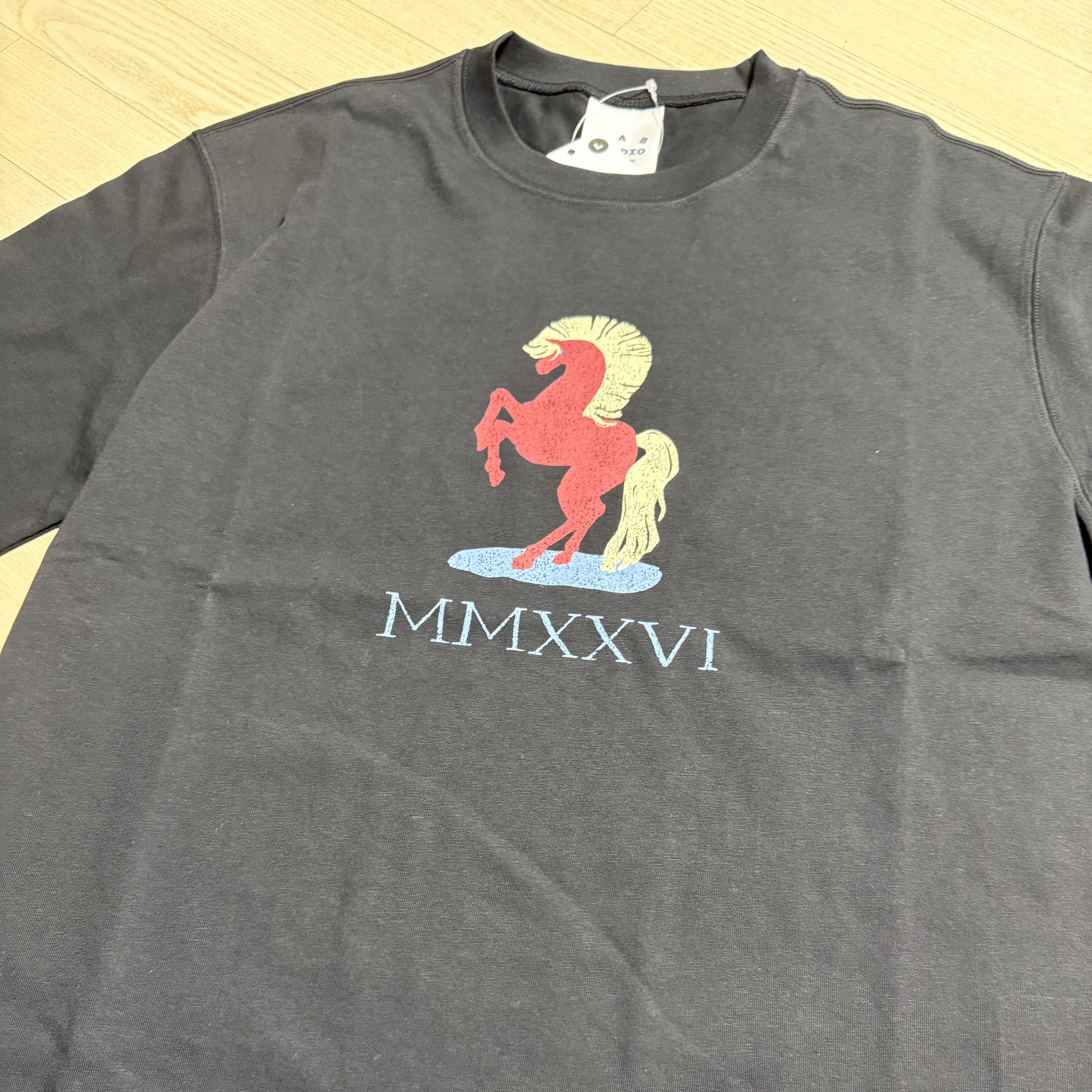 IAB Studio Red Horse T-Shirt Black 착용 스타일 - 1