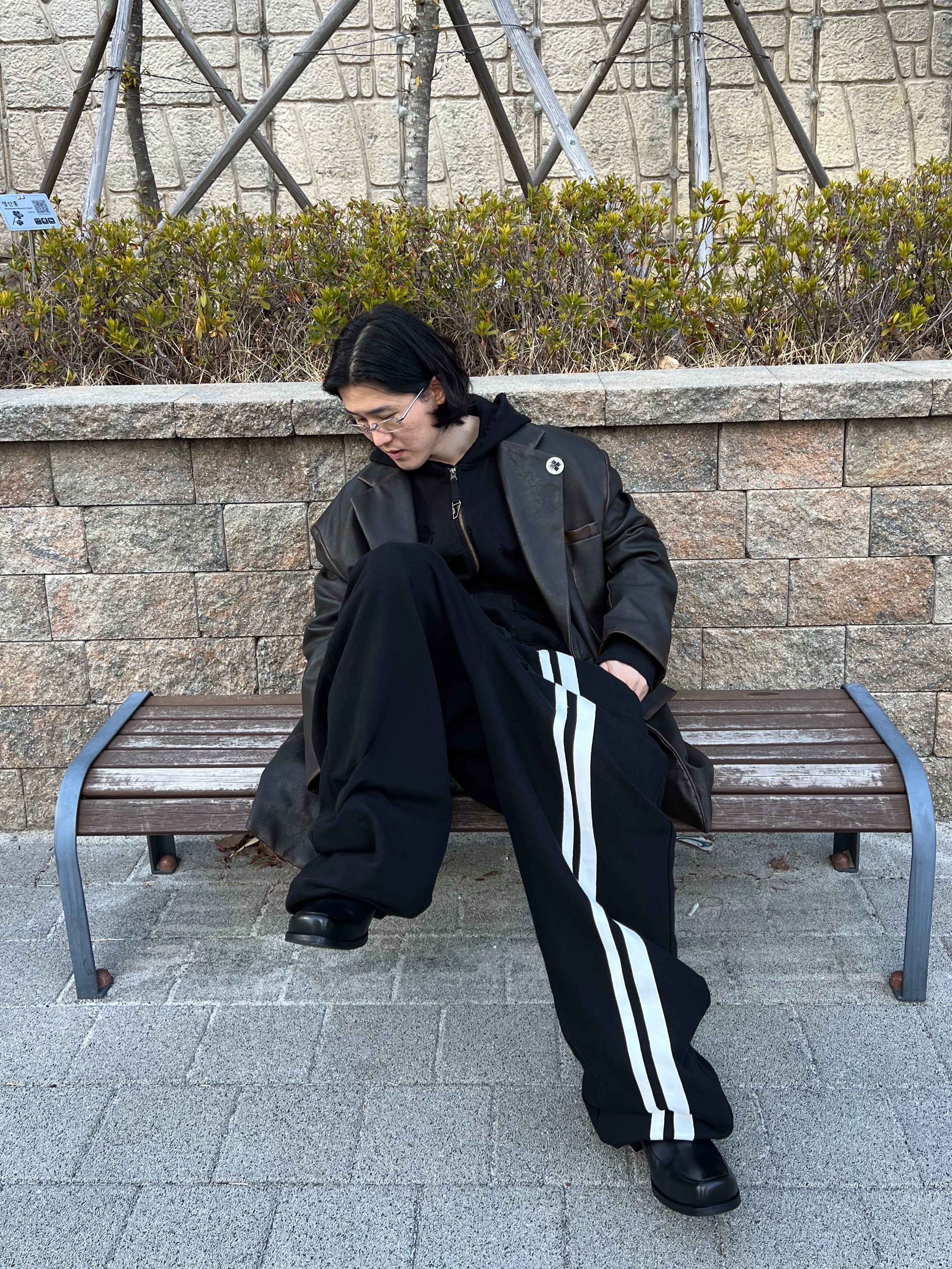 ROARINGRAD Double Waist Sweat Pants Black, Gentle Monster Paranoyd 02 Silver Clear 착용 스타일 - 7