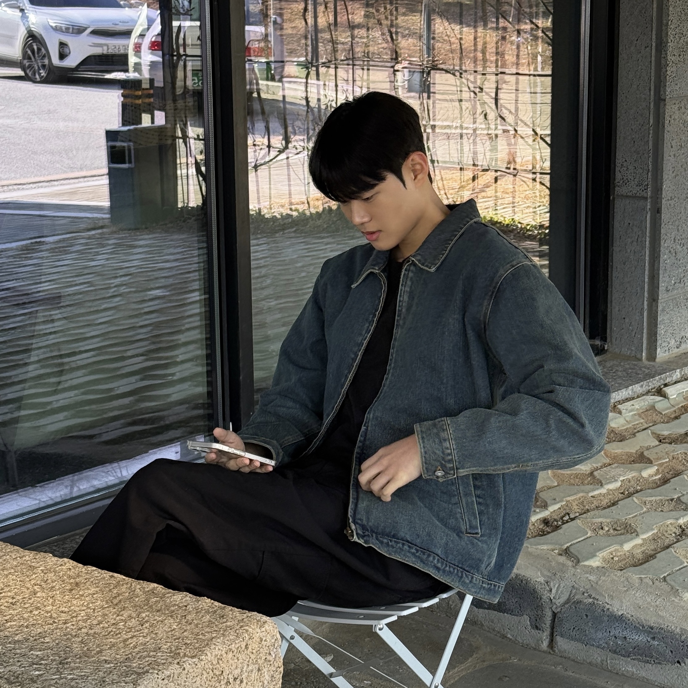 POSR Horizon Denim Jacket Vintage Washed 착용 스타일 - 1