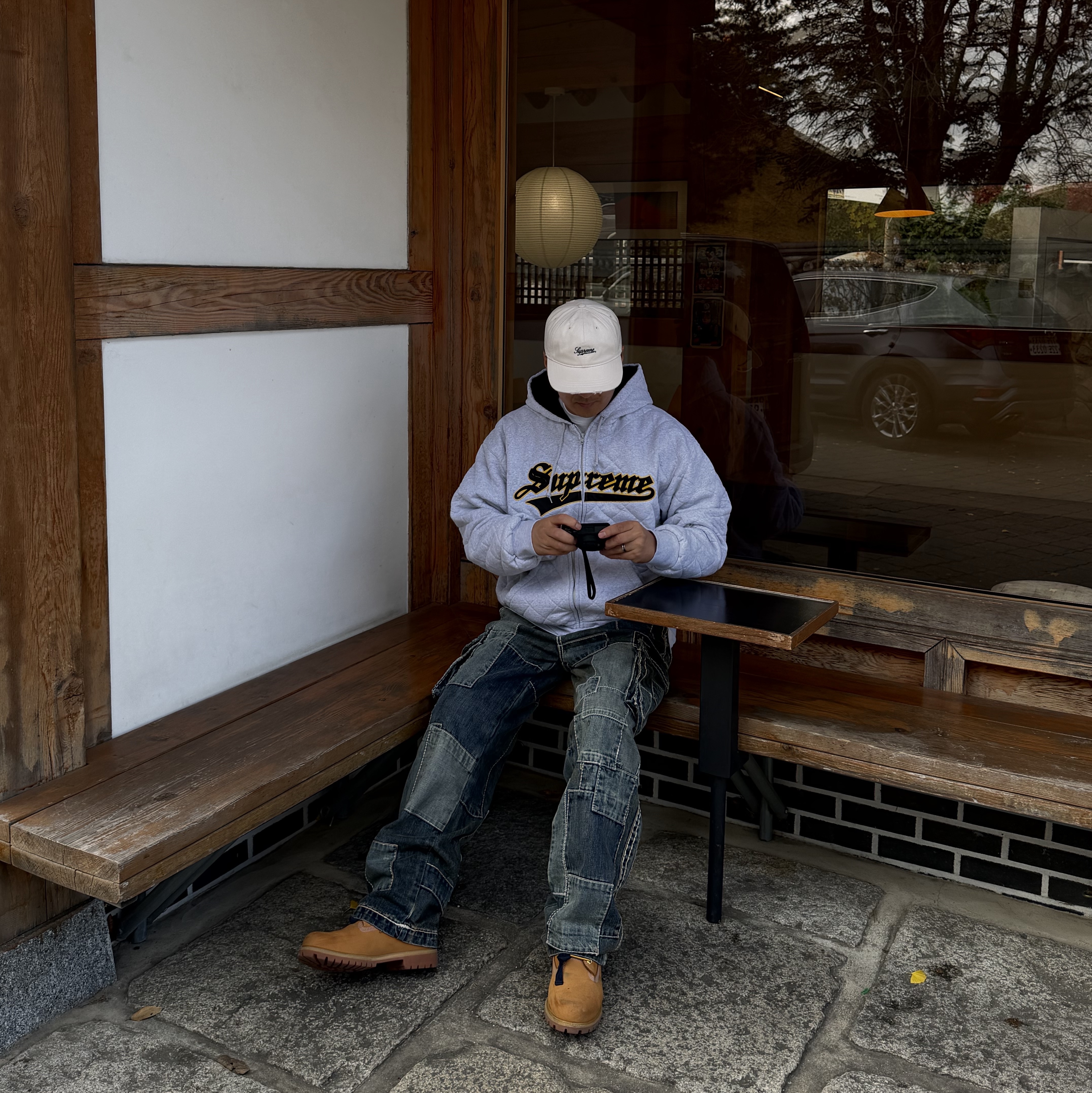 Supreme x True Religion Patchwork Cargo Pant Dirty Indigo - 25FW 착용 스타일
